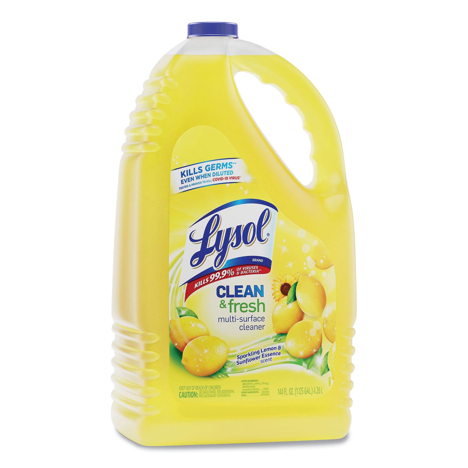 Lysol Clean/Fresh Lemon Cleaner - For Multi Surface - 144 fl oz (4.5 quart) - Clean & Fresh Lemon Scent - Recommended For: Stain Remover - Long Lasting, Disinfectant - Yellow - 1 Each