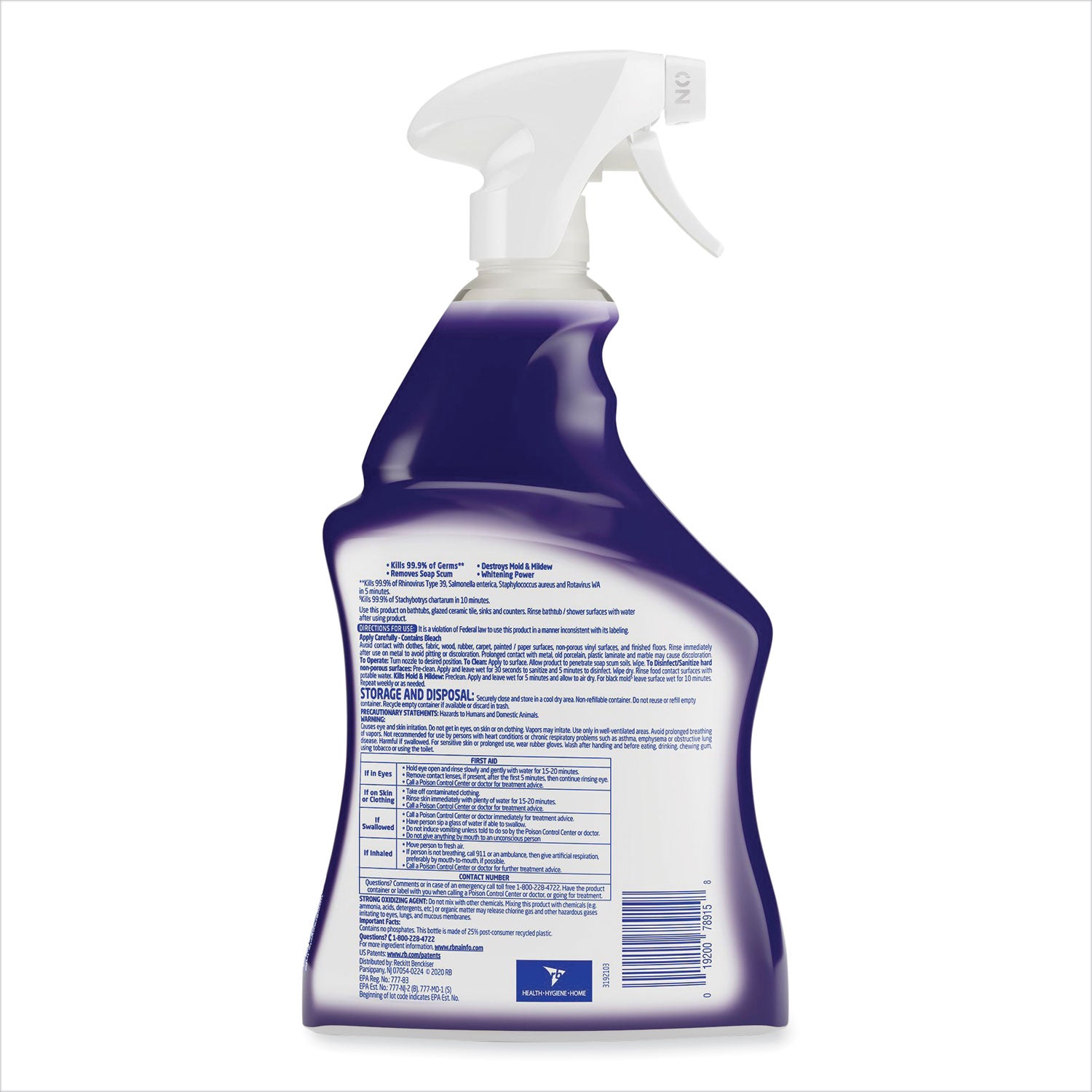 Lysol Mold/Mildew Remover - For Tile, Ceramic, Tub, Hard Surface, Nonporous Surface, Vinyl Curtains, Grout - 32 fl oz (1 quart) - Recommended For: Stain Remover, Soap Scum Remover - Disinfectant, Non-abrasive - White - 1 Each