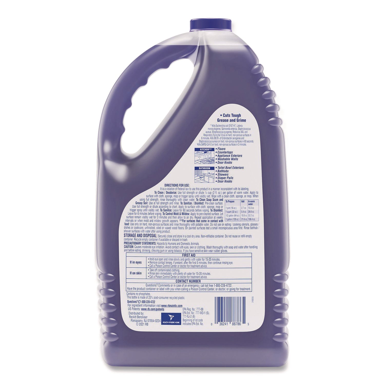 Lysol Clean/Fresh Lavender Cleaner - For Multi Surface - 144 fl oz (4.5 quart) - Clean & Fresh Lavender Orchid Scent - Recommended For: Stain Remover - Long Lasting, Disinfectant - Purple - 1 Each