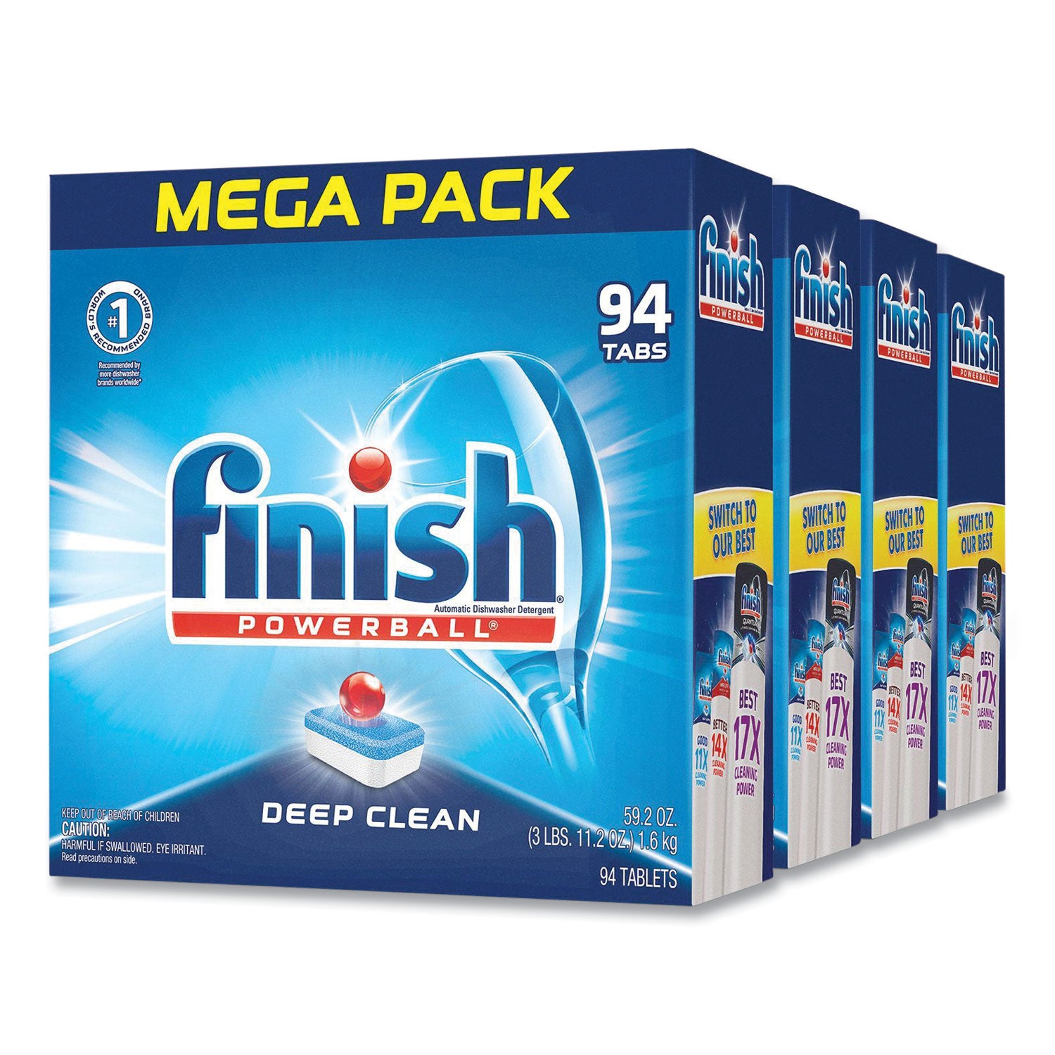 Finish Powerball Dishwasher Tabs - Fresh Scent - Chlorine-free, Easy to Use - Multi - 94 / Box
