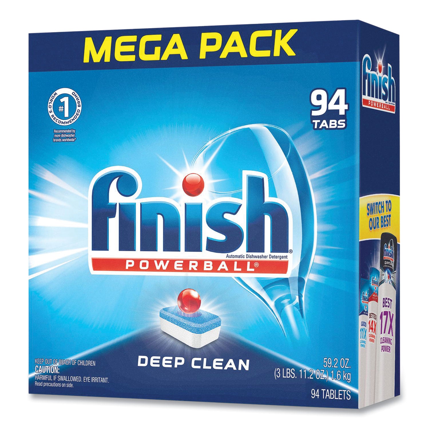 Finish Powerball Dishwasher Tabs - Fresh Scent - Chlorine-free, Easy to Use - Multi - 94 / Box