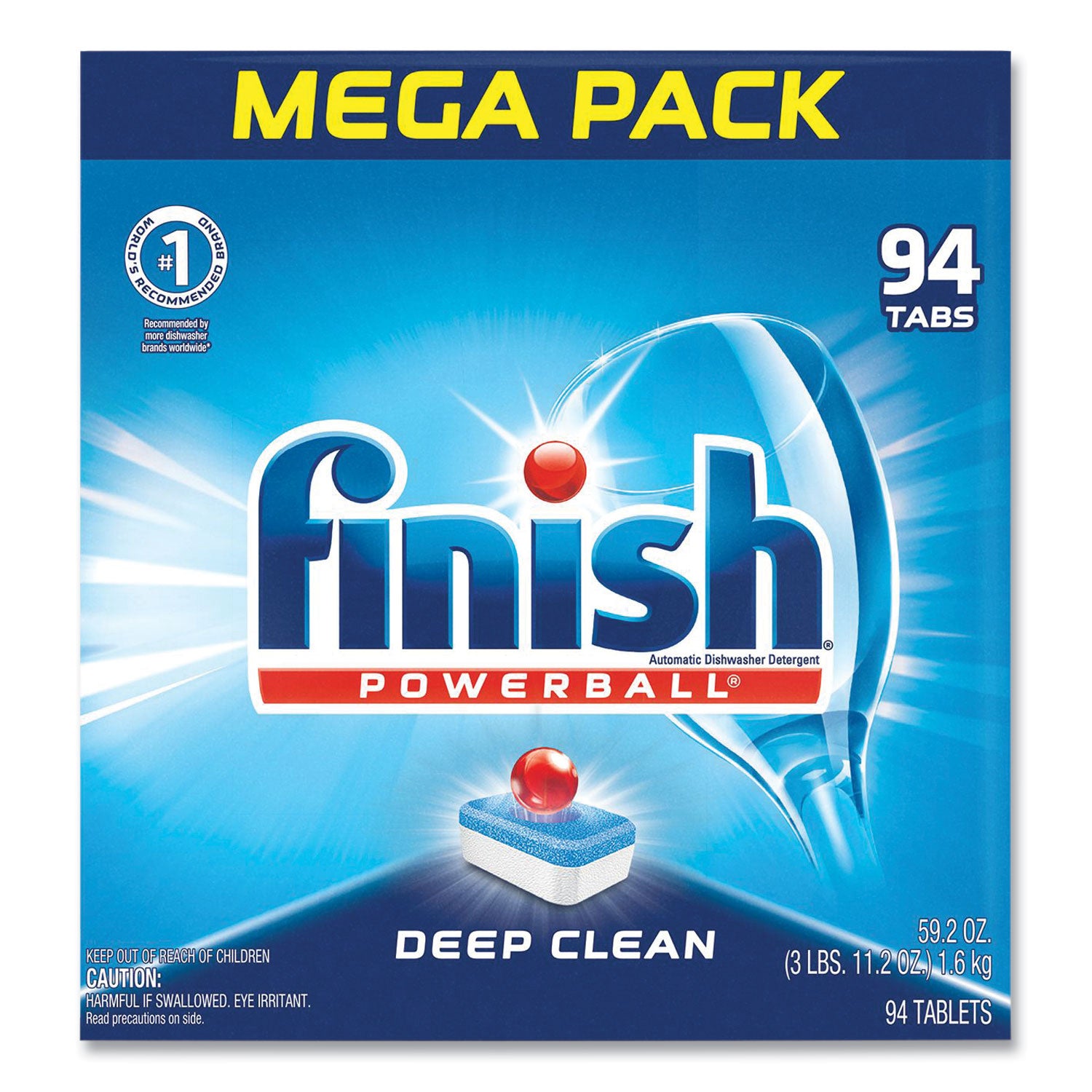 Finish Powerball Dishwasher Tabs - Fresh Scent - Chlorine-free, Easy to Use - Multi - 94 / Box