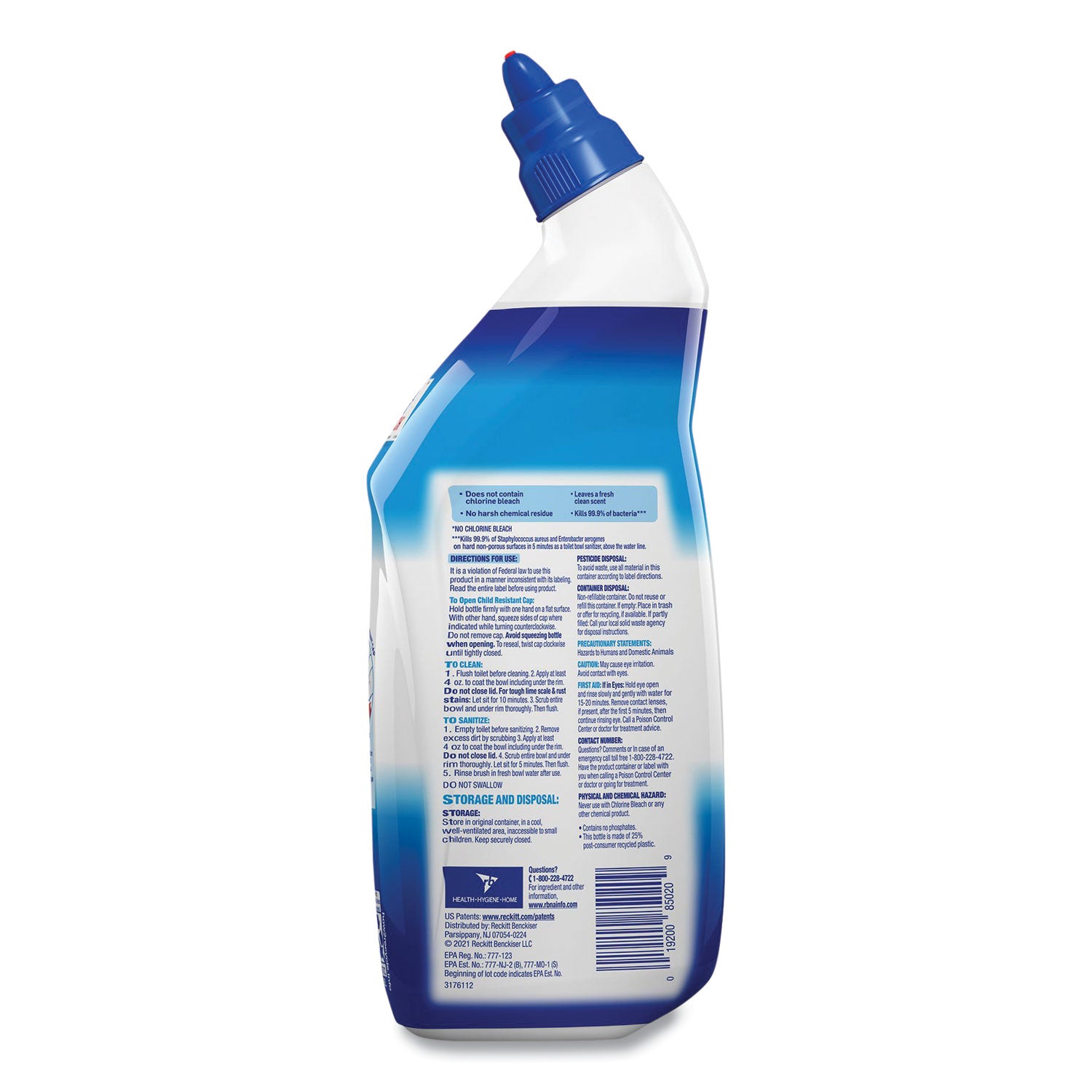 Lysol Hydrogen Peroxide Toilet Cleaner - 24 fl oz (0.8 quart) - Ocean Fresh Scent - Recommended For: Soap Scum Remover - Bleach-free, Residue-free - Blue - 1 Each