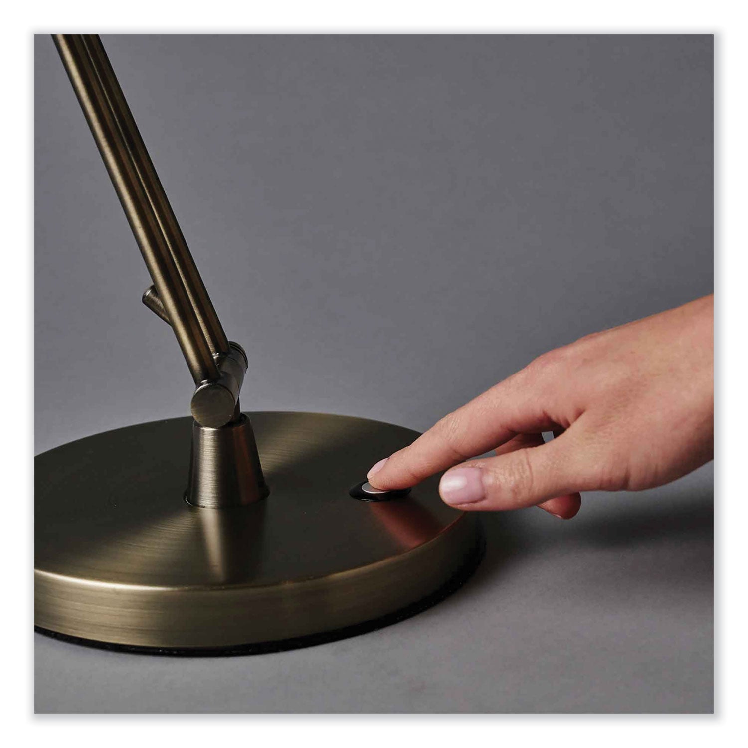 OttLite Wellness Series Refine LED Desk Lamp, 24" Height x 7" Width, Antique Brass, 400 lm, USB Charging, Adjustable Brightness, Touch-Activated, Adjustable Height, 1 Each
