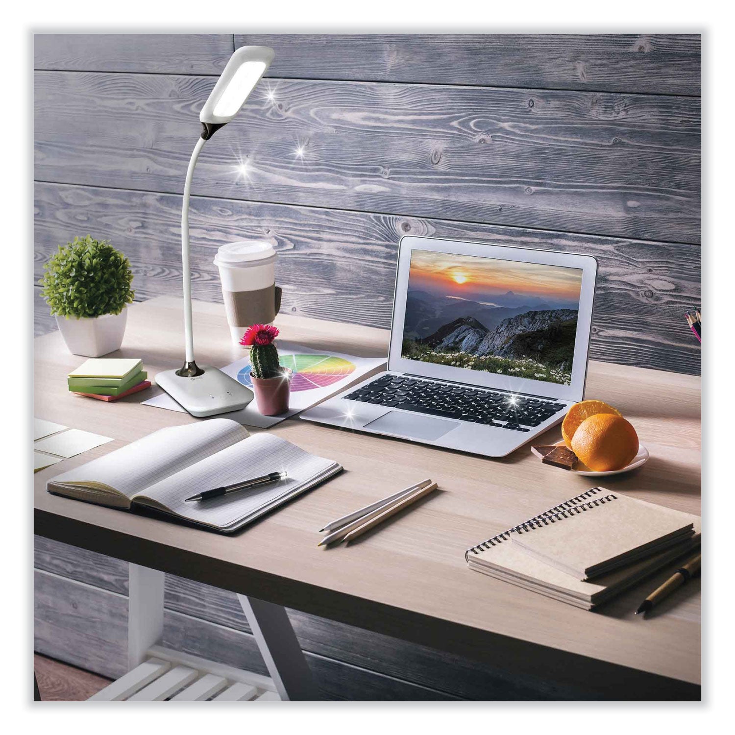 11.8" Height x 4" Width - LED Bulb - USB Charging, Flexible Neck, Sanitizing - Desk Mountable - White - for Furniture, Desk, Office, Home, Dorm
