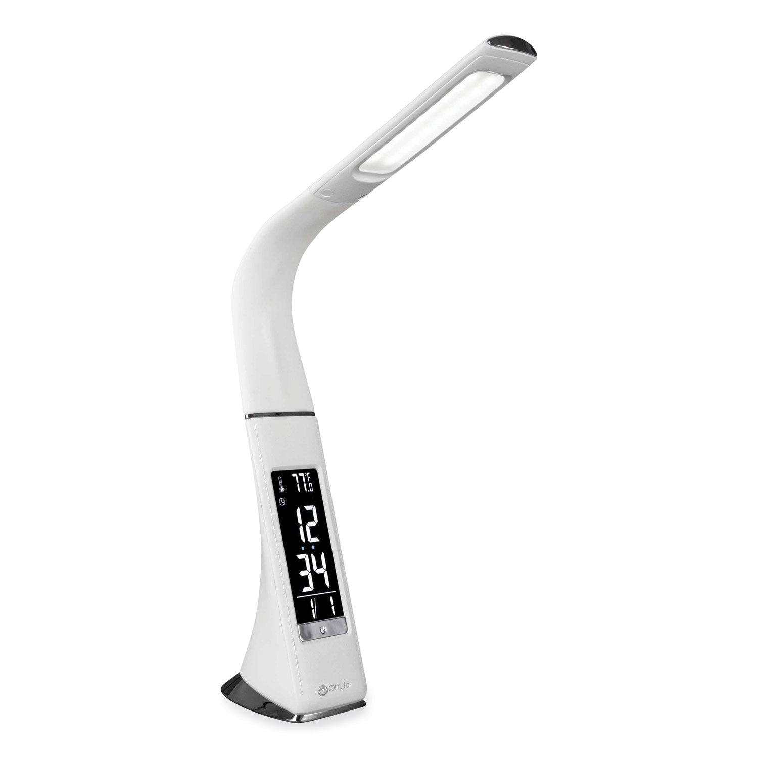 10" Height x 2.6" Width - LED Bulb - USB Charging, Flexible Neck, Clock, Sanitizing - Desk Mountable - White - for Furniture, Desk, Office, Home, Dorm