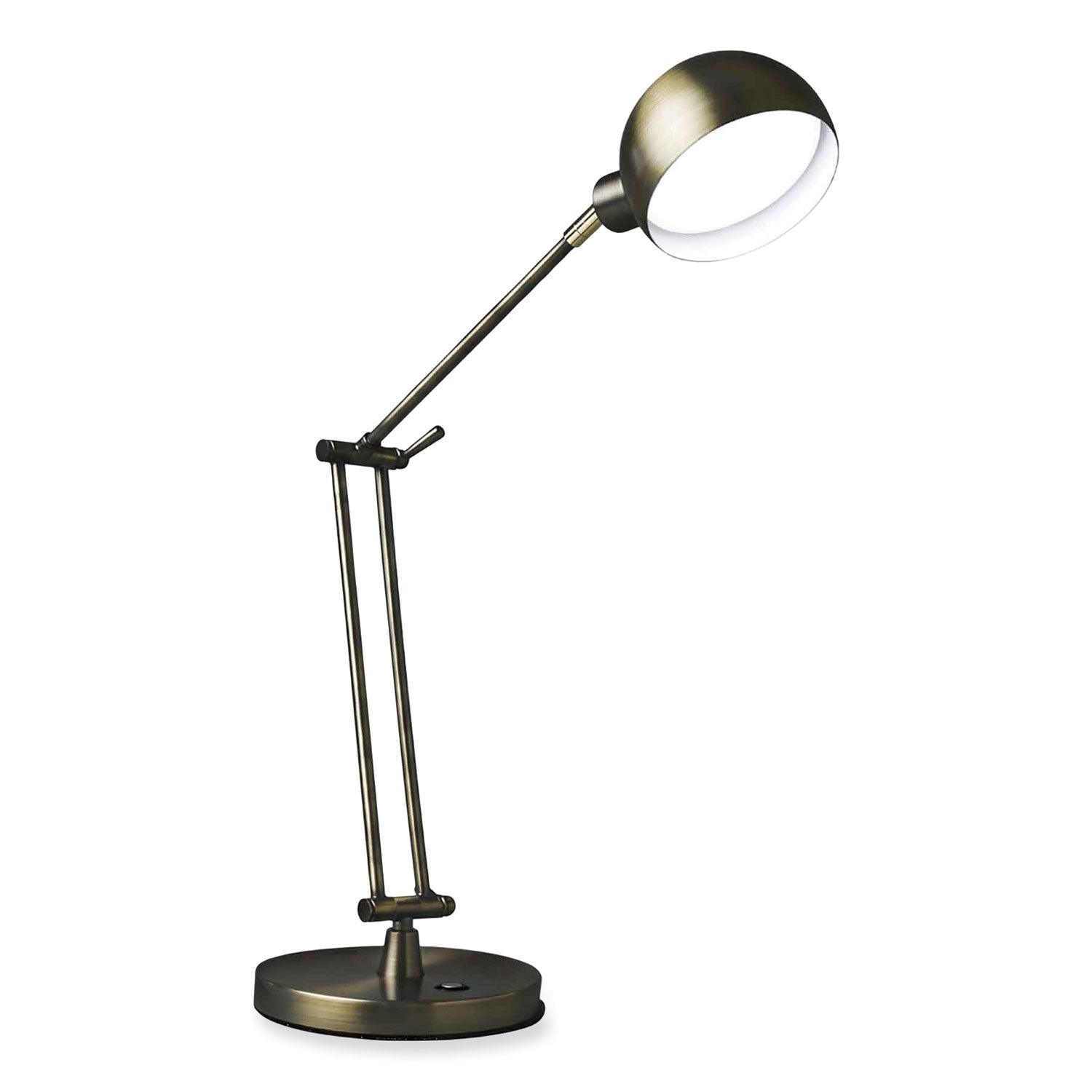 OttLite Wellness Series Refine LED Desk Lamp, 24" Height x 7" Width, Antique Brass, 400 lm, USB Charging, Adjustable Brightness, Touch-Activated, Adjustable Height, 1 Each