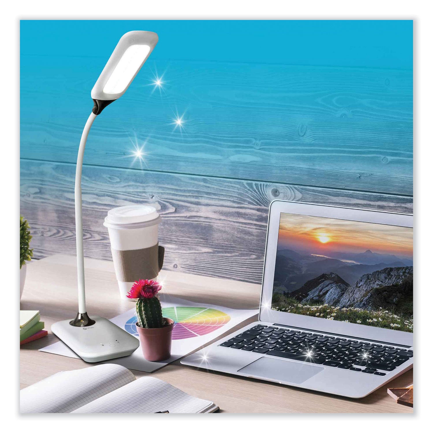 11.8" Height x 4" Width - LED Bulb - USB Charging, Flexible Neck, Sanitizing - Desk Mountable - White - for Furniture, Desk, Office, Home, Dorm