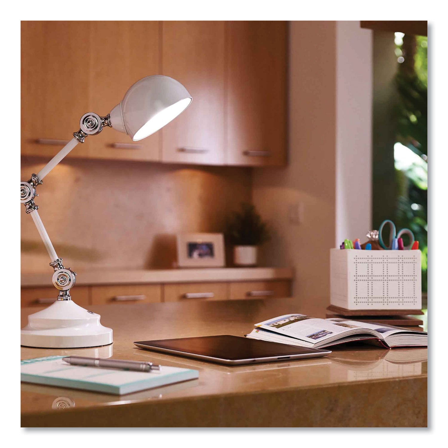 15.5" Height x 6" Width - LED Bulb - USB Charging, Adjustable Brightness, Touch-activated, Adjustable Height, Adjustable Knob, ClearSun LED, Energy Saving - 400 lm Lumens - Metal - Desk Mountable - White - for Tablet, Phone, Smartphone, Desk