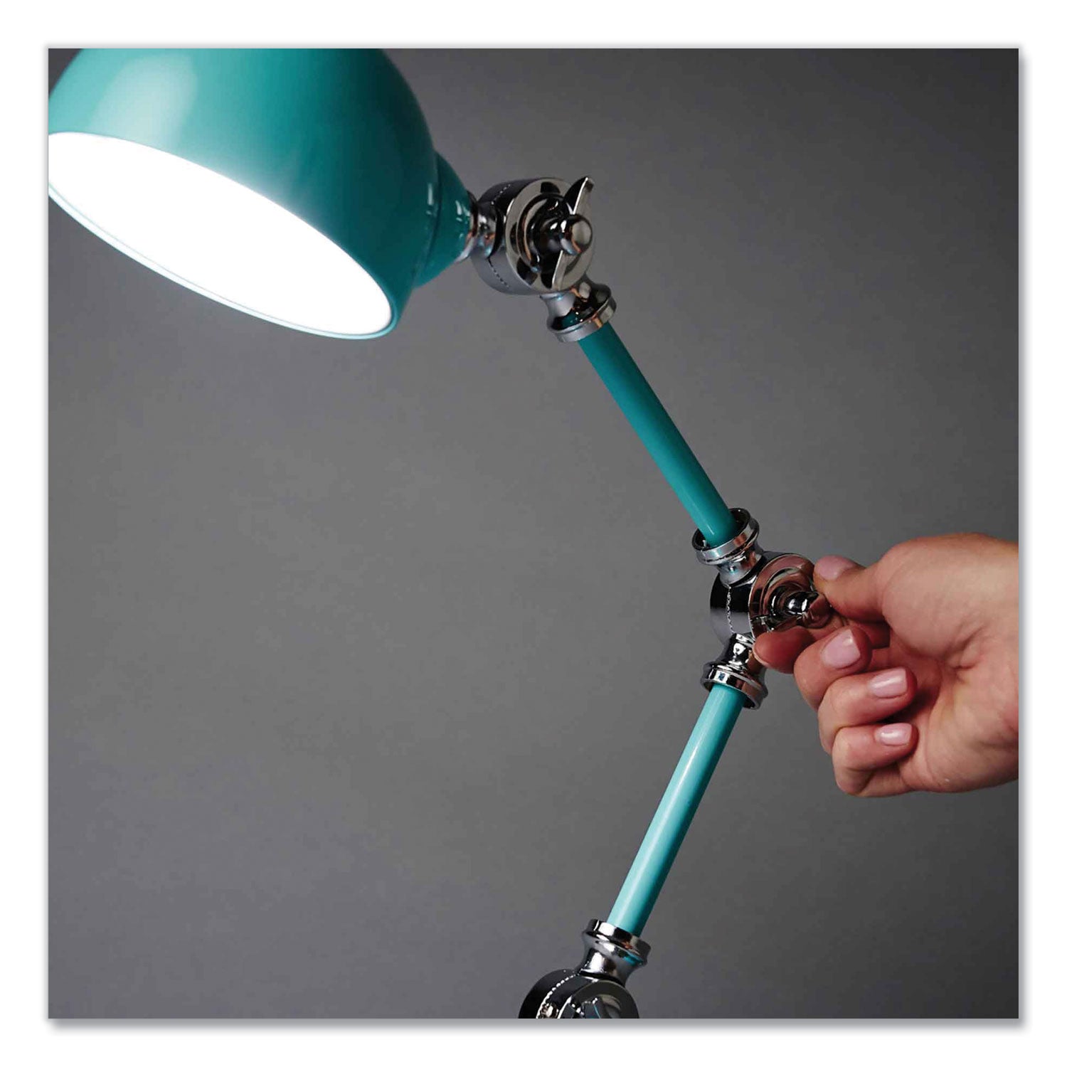 15.5" Height x 6" Width - LED Bulb - USB Charging, Adjustable Brightness, Touch-activated, Adjustable Height, Adjustable Knob, ClearSun LED, Energy Saving - 400 lm Lumens - Metal - Desk Mountable - Blue, Turquoise - for Tablet, Phone, Desk