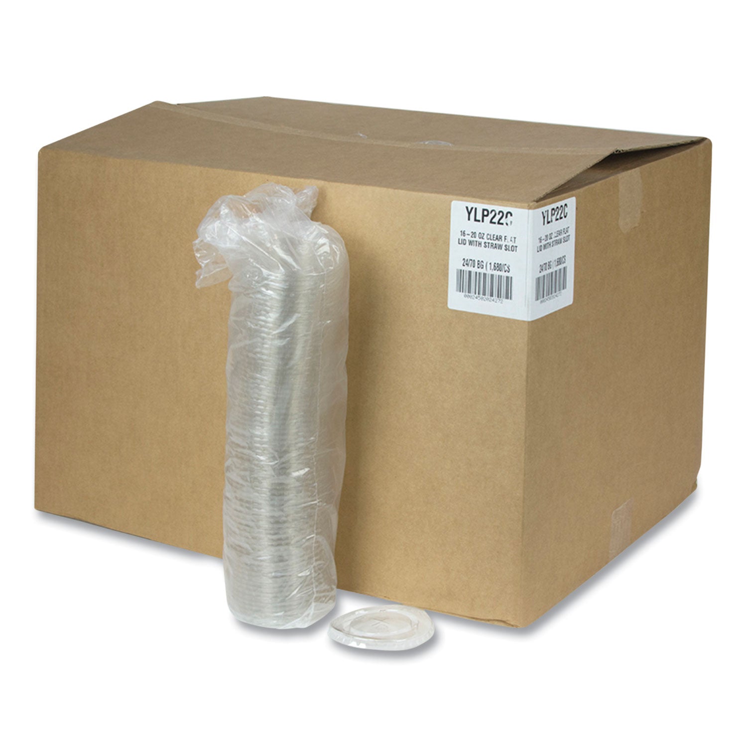 Cold Cup Lids, Fits 12 oz/14 oz/16 oz/20 oz Cold Cups, Plastic, Clear, 1,680/Carton