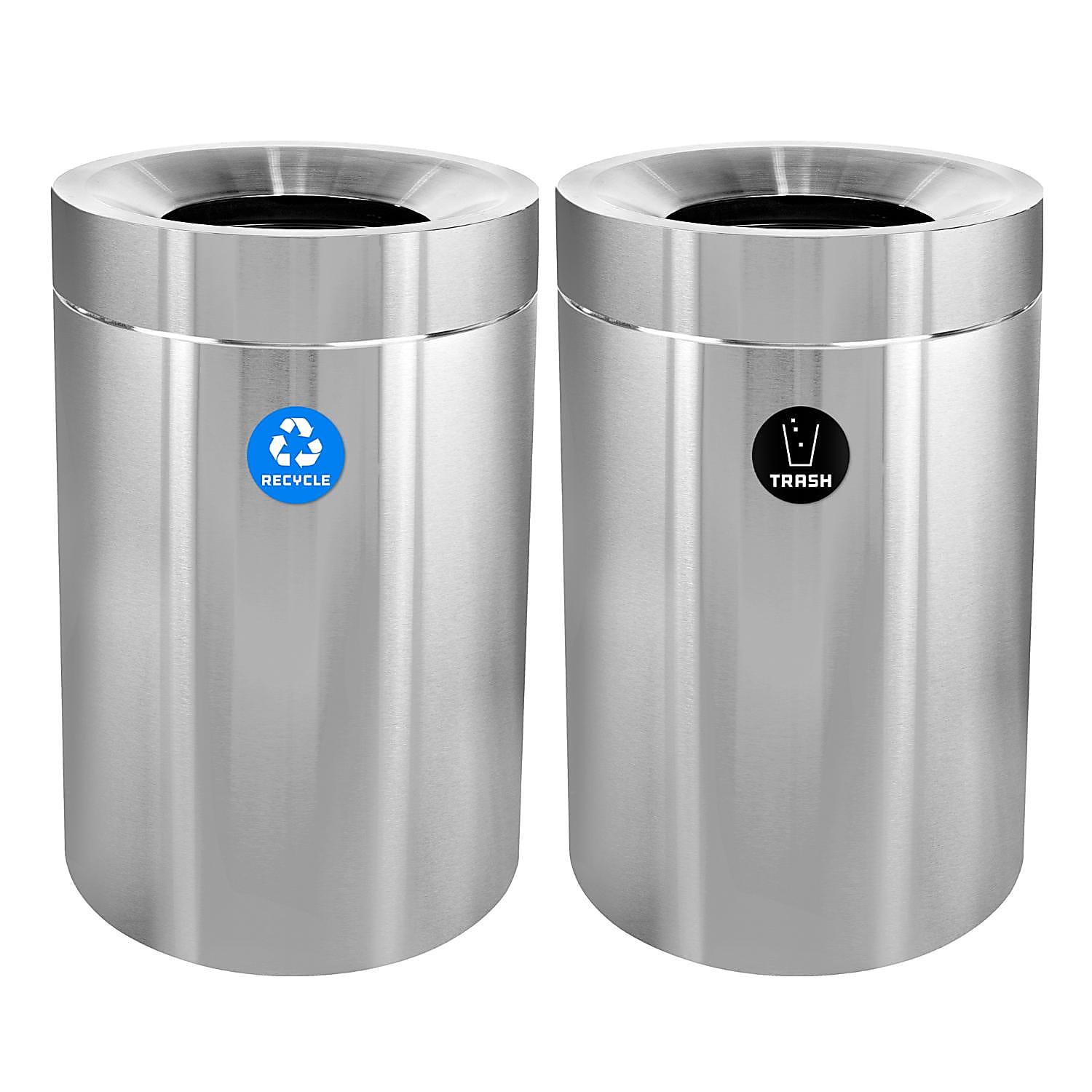 50 Gallon Stainless Steel Recycling Can and Trash Receptacle