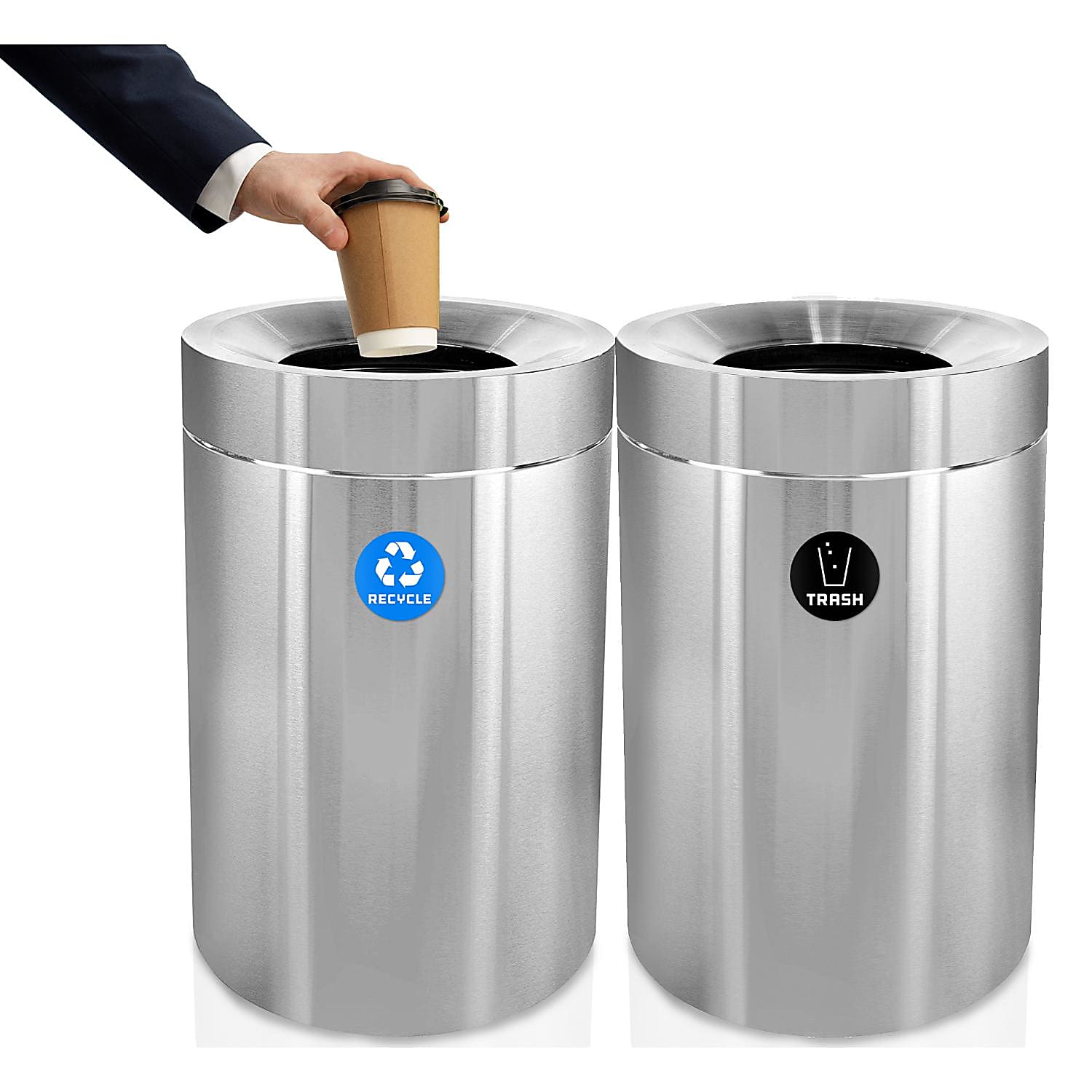 50 Gallon Stainless Steel Recycling Can and Trash Receptacle