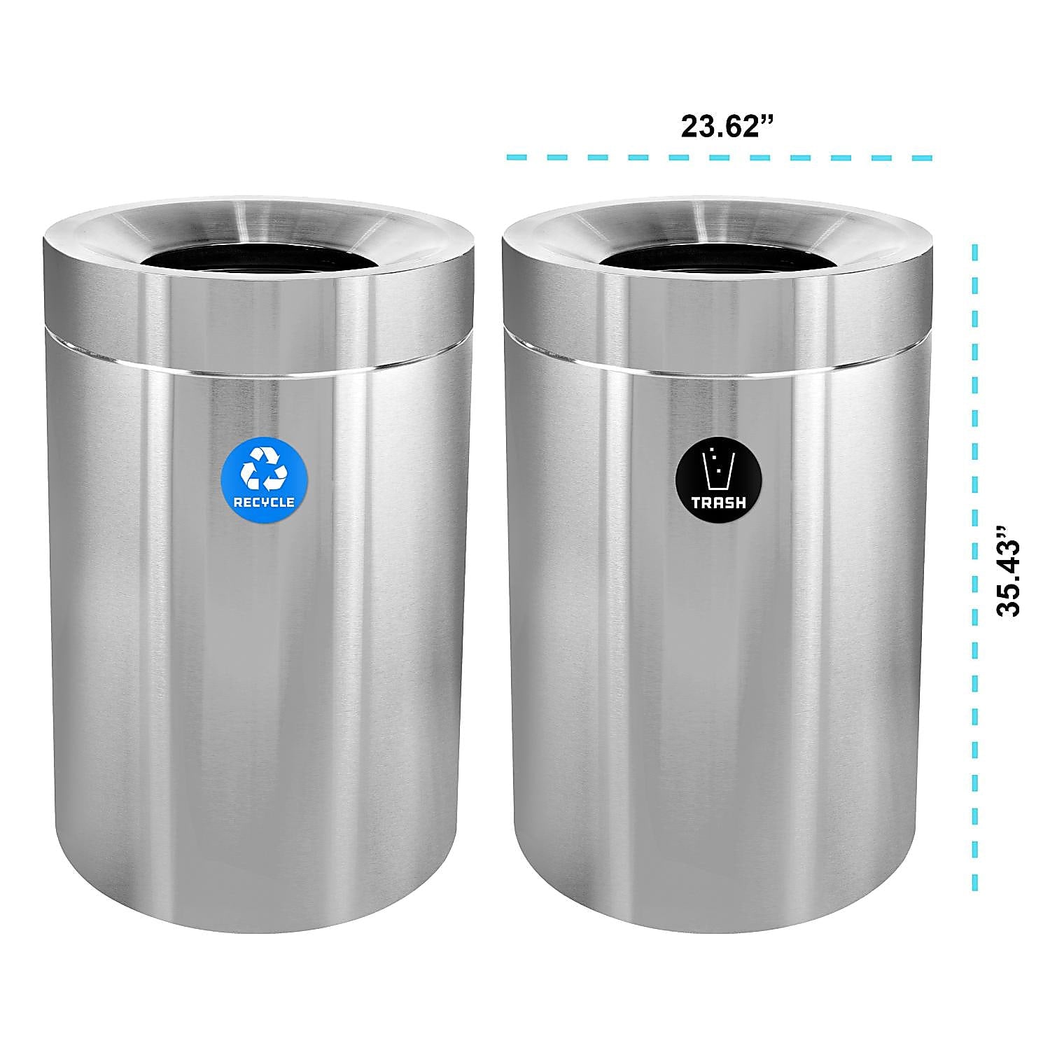 50 Gallon Stainless Steel Recycling Can and Trash Receptacle