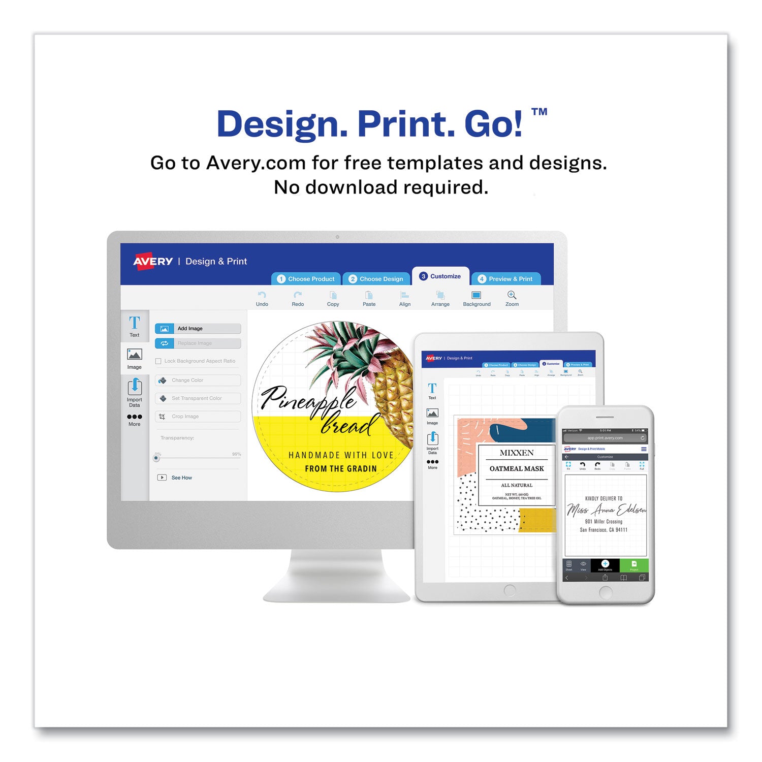 Textured Arched Print-To-The-Edge Labels, Laser Printers, 4.75 X 3.5, White, 4/sheet, 10 Sheets/pack