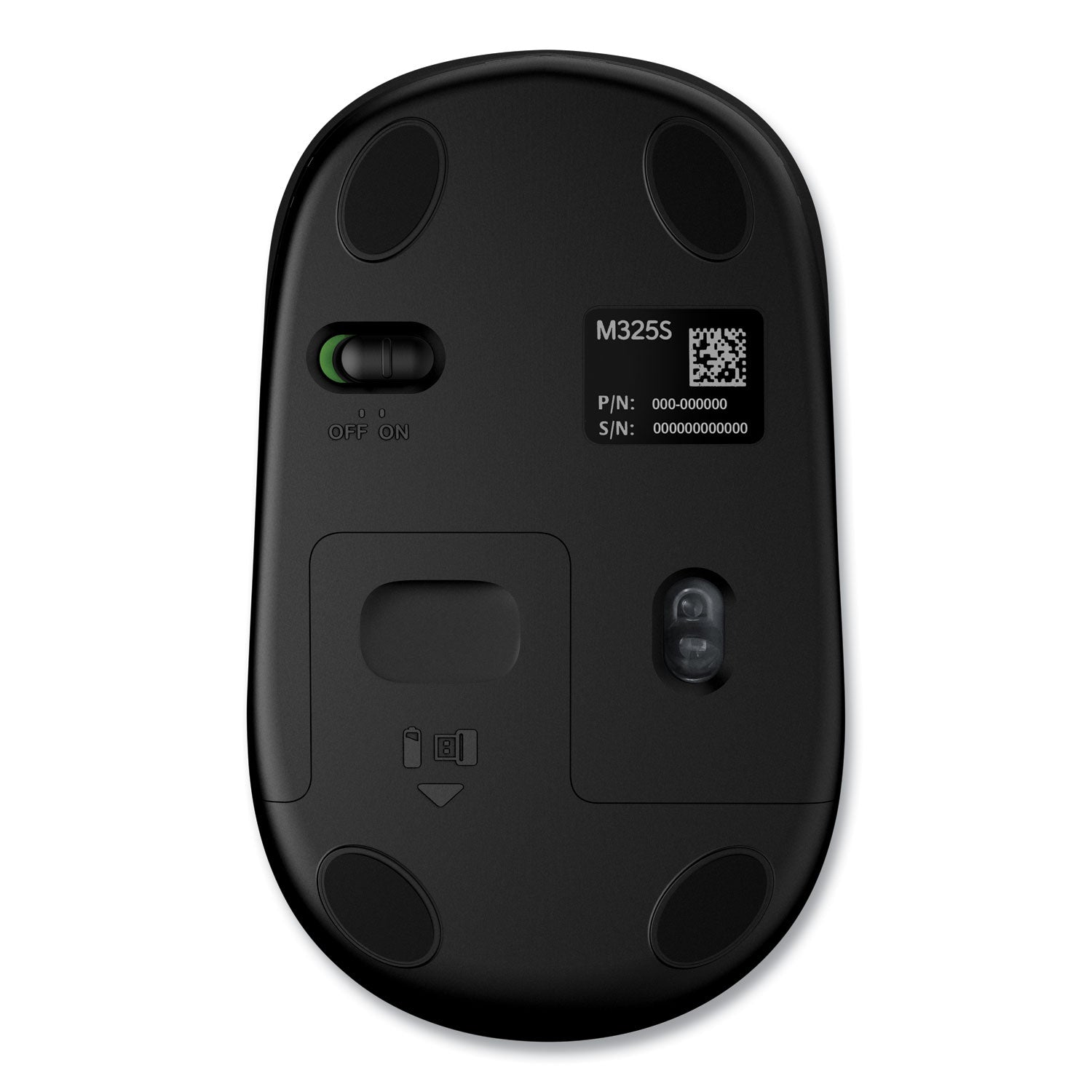 Logitech M325S Wireless Optical Mouse, 5 Buttons, Symmetrical Design, USB, Black, 1 Each
