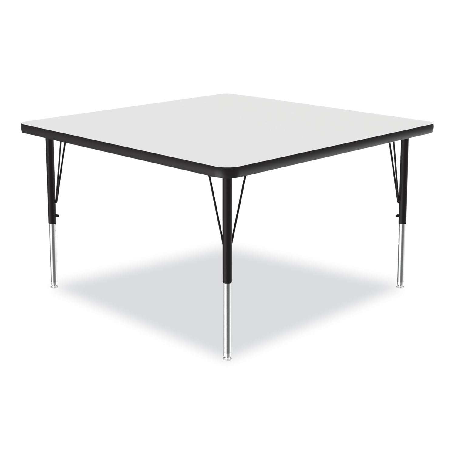 Markerboard Activity Tables, Square, 48" x 48" x 19" to 29", White Top, Black Legs, 4/Pallet
