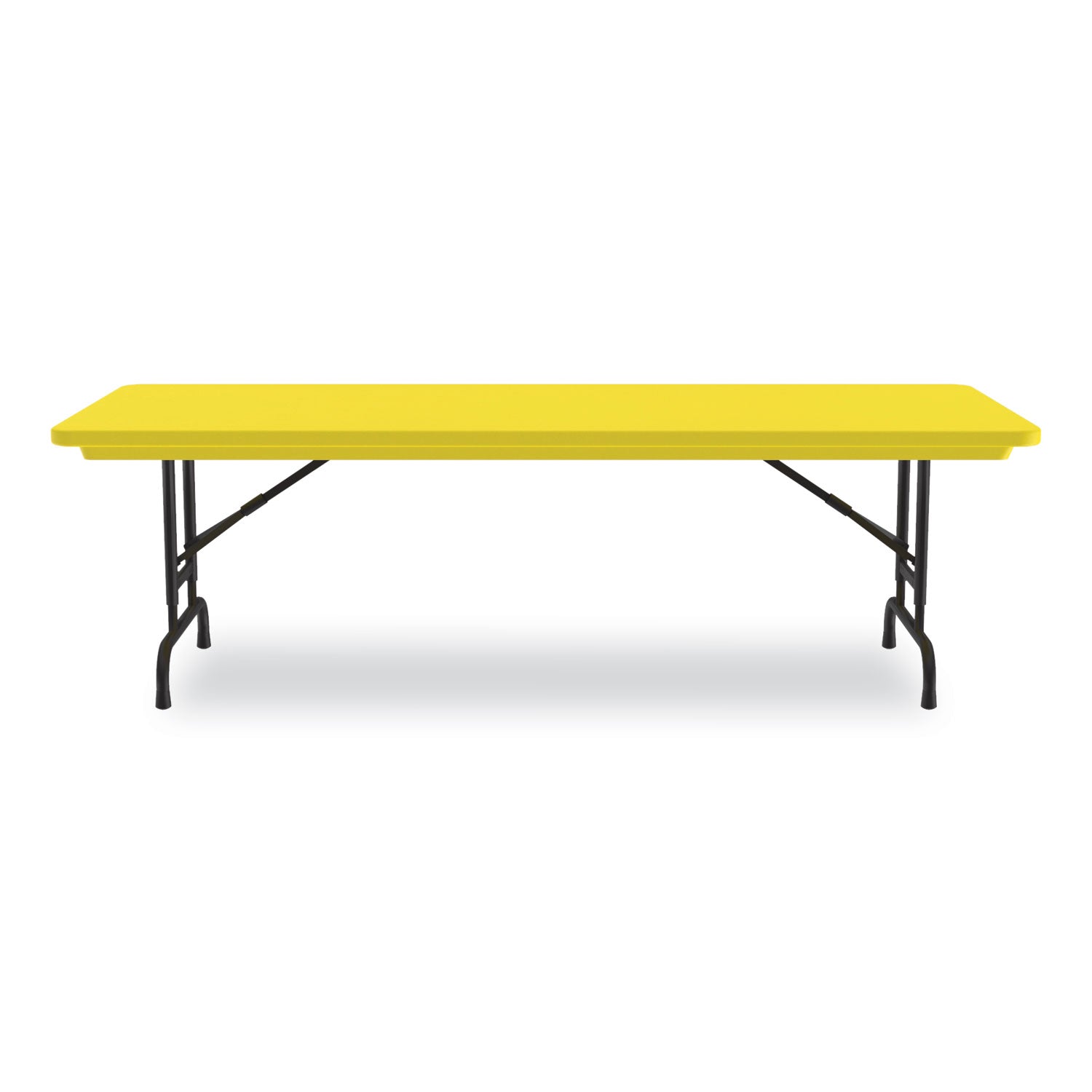Adjustable Folding Tables, Rectangular, 60" x 30" x 22" to 32", Yellow Top, Black Legs, 4/Pallet