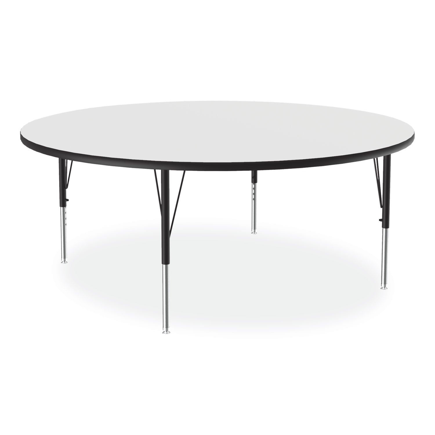Markerboard Activity Tables, Round, 60" x 19" to 29", White Top, Black/Silver Legs, 4/Pallet