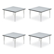 Adjustable Activity Tables, Square, 48" x 48" x 19" to 29", Gray Top, Silver Legs, 4/Pallet
