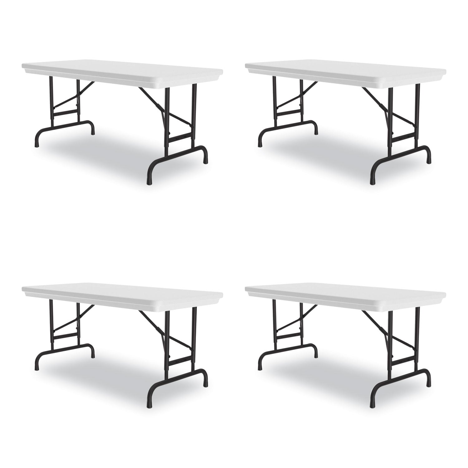 Adjustable Folding Table, Rectangular, 48" x 24" x 22" to 32", Gray Granite Top, Black Legs, 4/Pallet