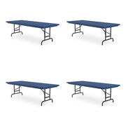 Adjustable Folding Tables, Rectangular, 60" x 30" x 22" to 32", Blue Top, Black Legs, 4/Pallet