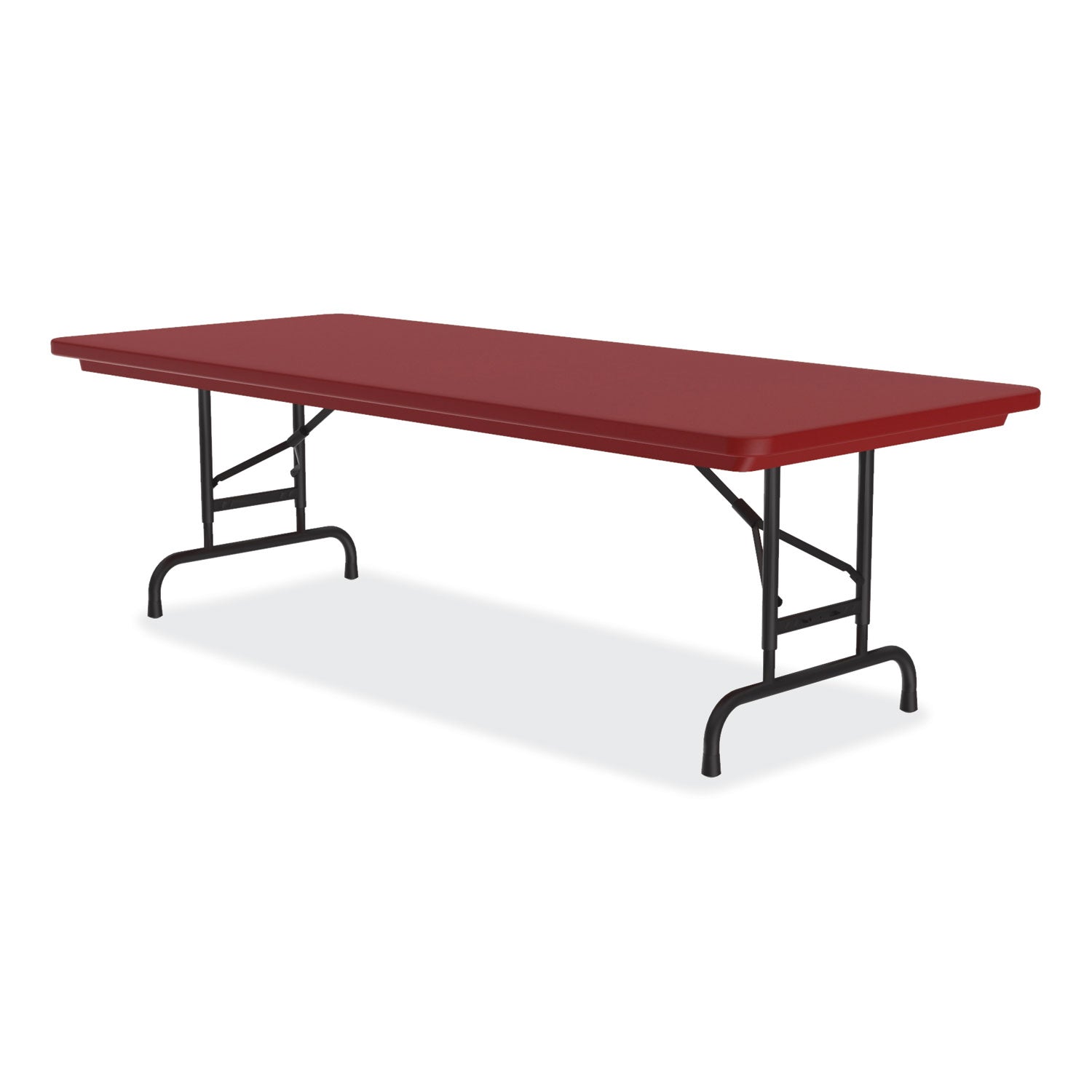 Adjustable Folding Tables, Rectangular, 60" x 30" x 22" to 32", Red Top, Black Legs, 4/Pallet