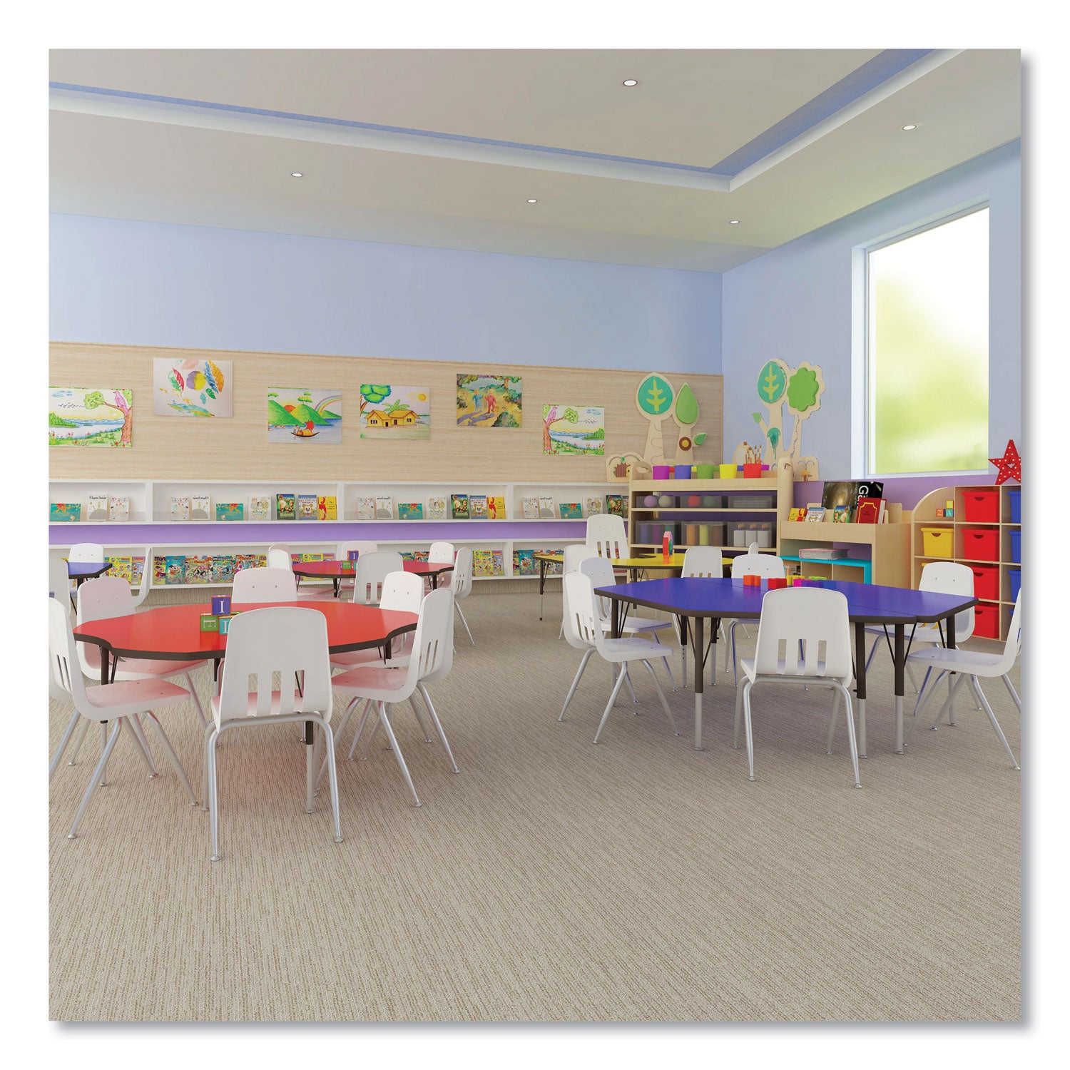 Markerboard Activity Tables, Rectangular, 60" x 24" x 19" to 29", White Top, Black Legs, 4/Pallet