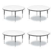 Dry Erase Markerboard Activity Tables, Round, 42" x 19" to 29", White Top, Black Legs, 4/Pallet
