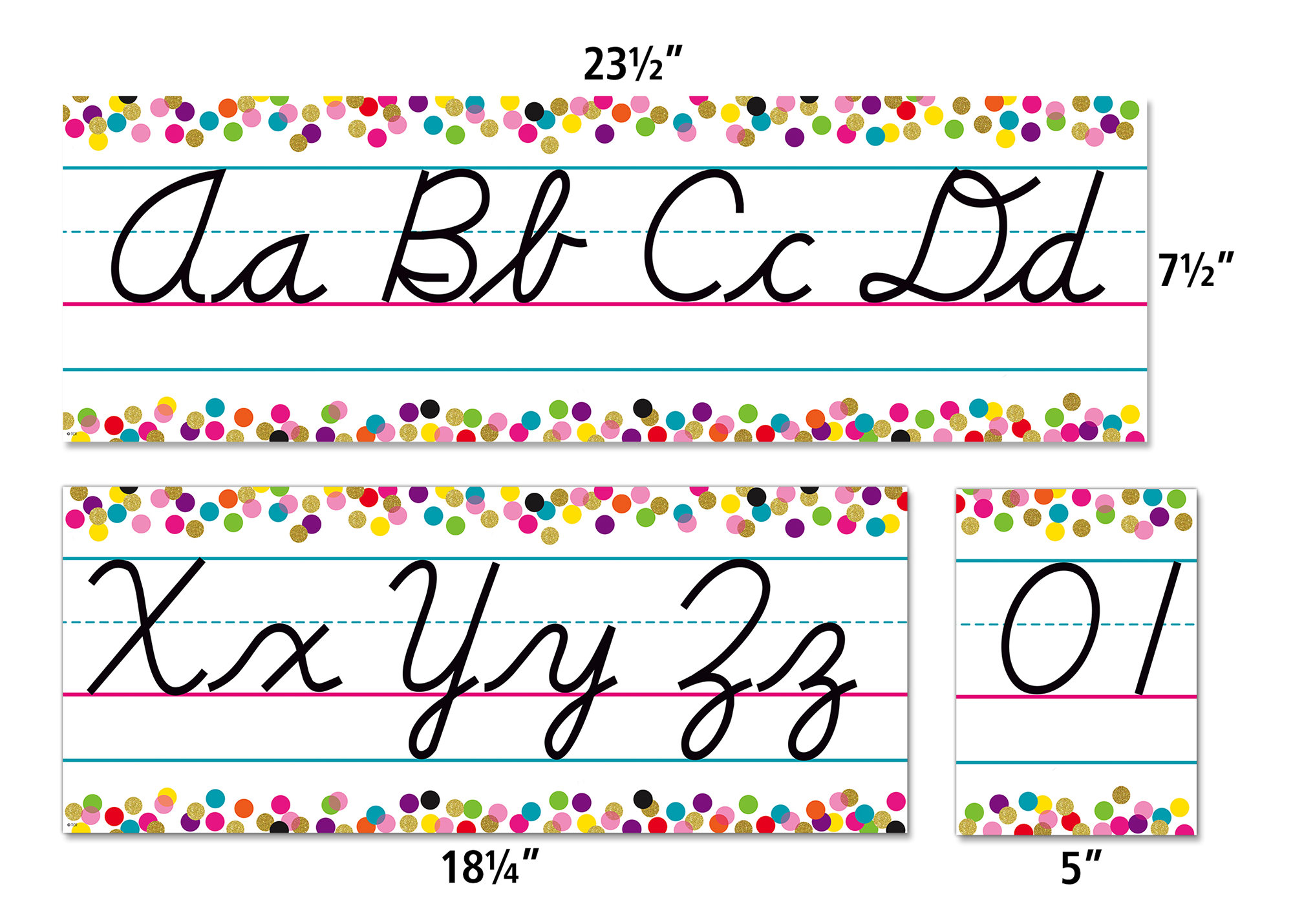 Confetti Cursive Writing Bulletin Board