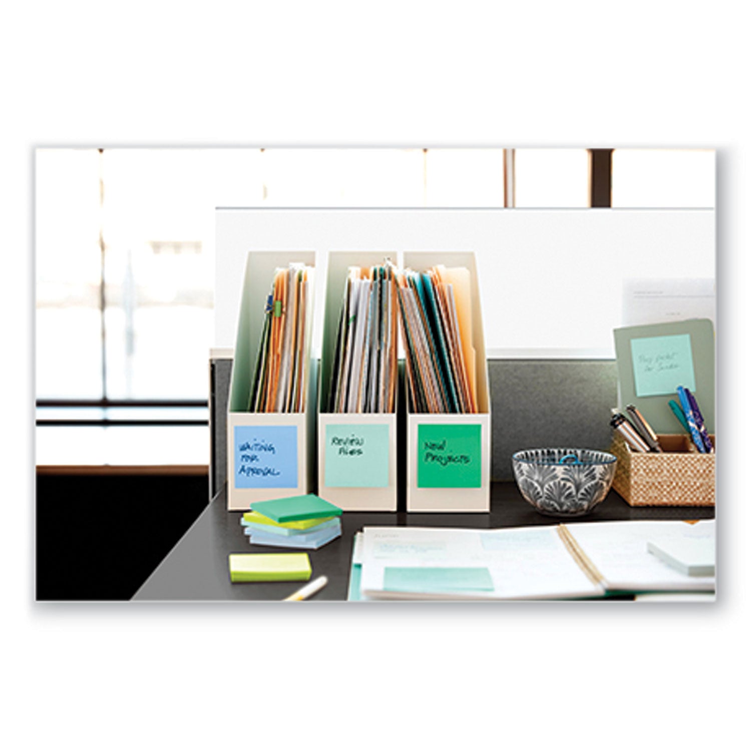 Post-it Recycled Super Sticky Notes, 3" x 3", Square, Assorted Oasis Colors, 70 Sheets per Pad, 12 Pads per Pack