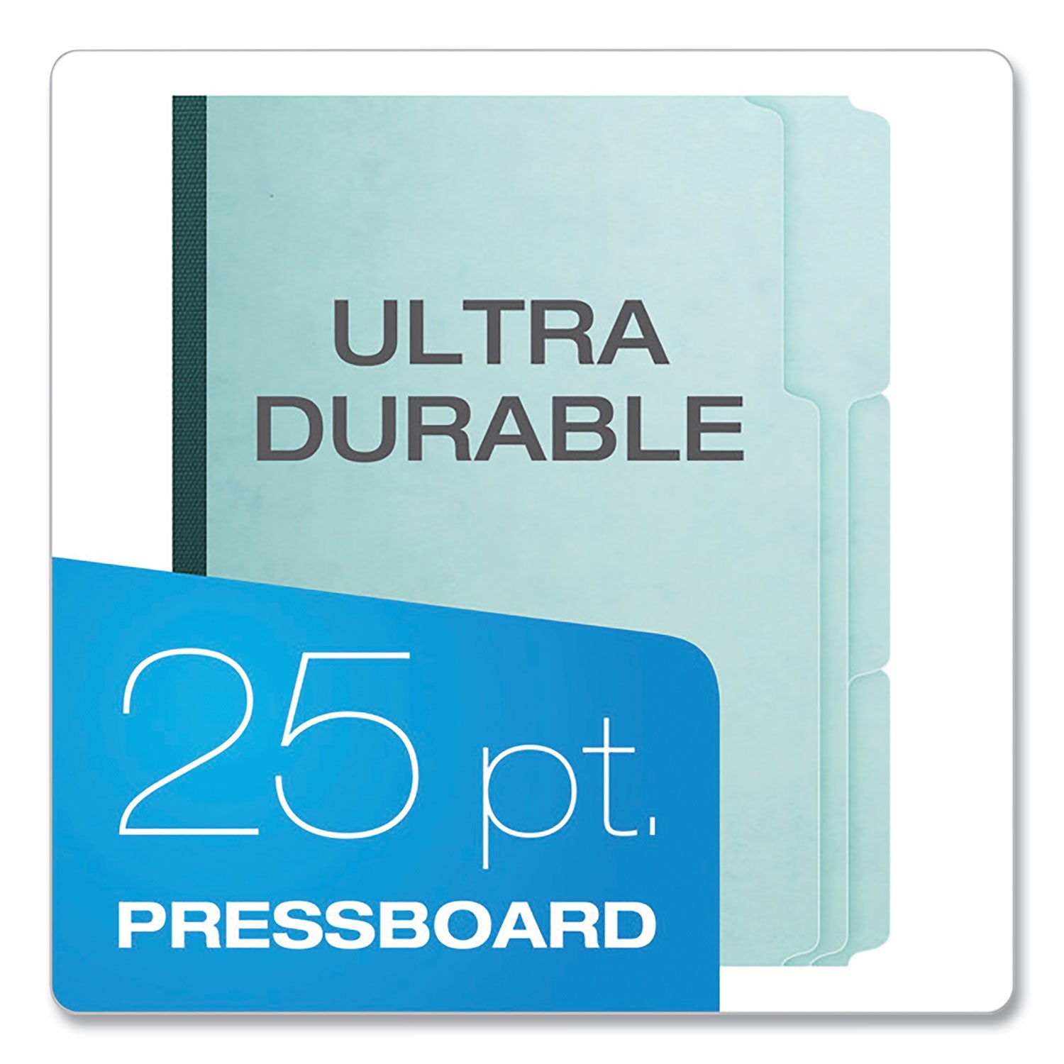 Pendaflex 1/3 Tab Cut Letter Recycled Top Tab File Folder - 8 1/2" x 11" - 1" Expansion - Top Tab Location - Assorted Tab Position - 25 pt. - Pressboard, Tyvek - Blue - Reinforced Gusset, Heavy Duty - 60% Recycled - 25 / Box