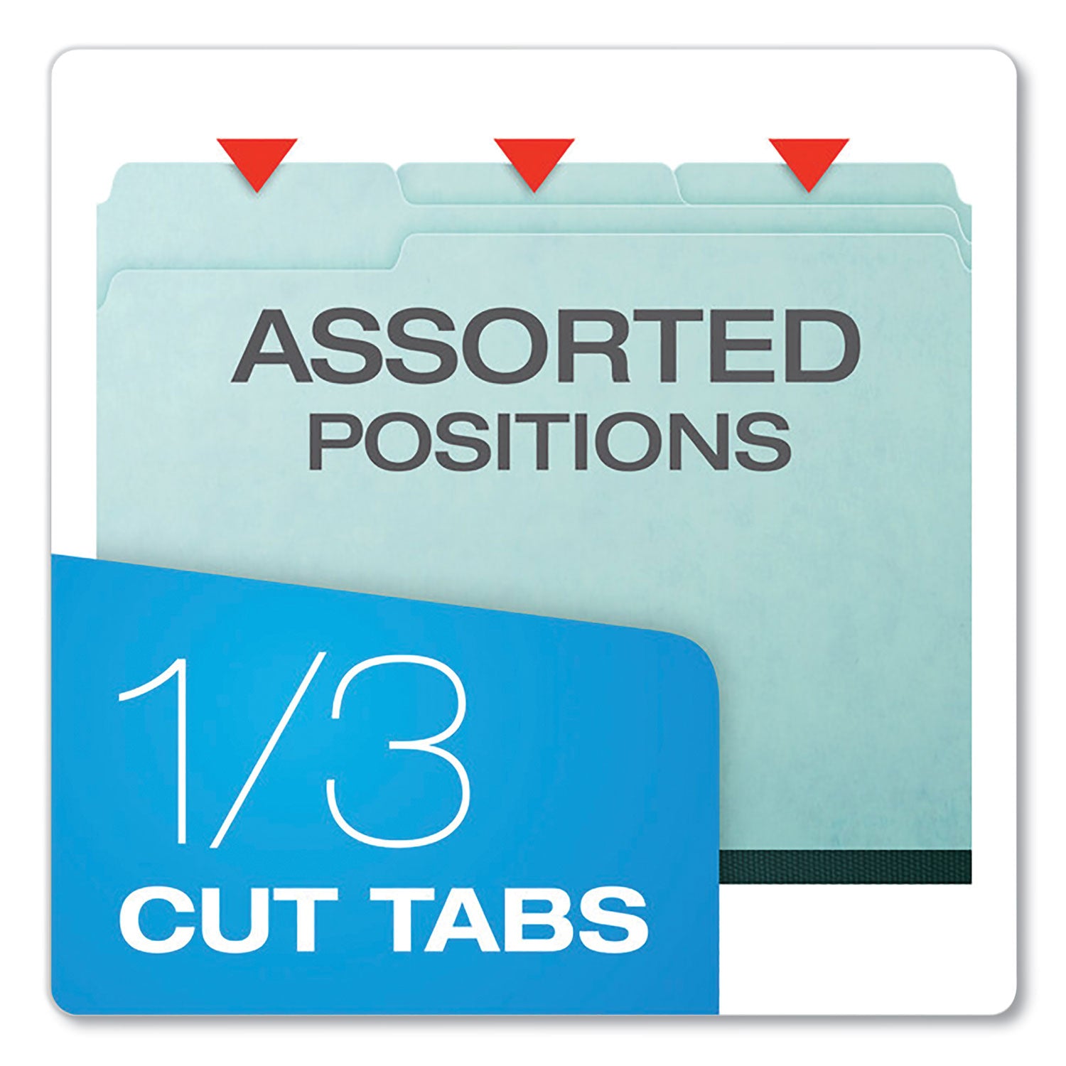 Pendaflex 1/3 Tab Cut Letter Recycled Top Tab File Folder - 8 1/2" x 11" - 1" Expansion - Top Tab Location - Assorted Tab Position - 25 pt. - Pressboard, Tyvek - Blue - Reinforced Gusset, Heavy Duty - 60% Recycled - 25 / Box