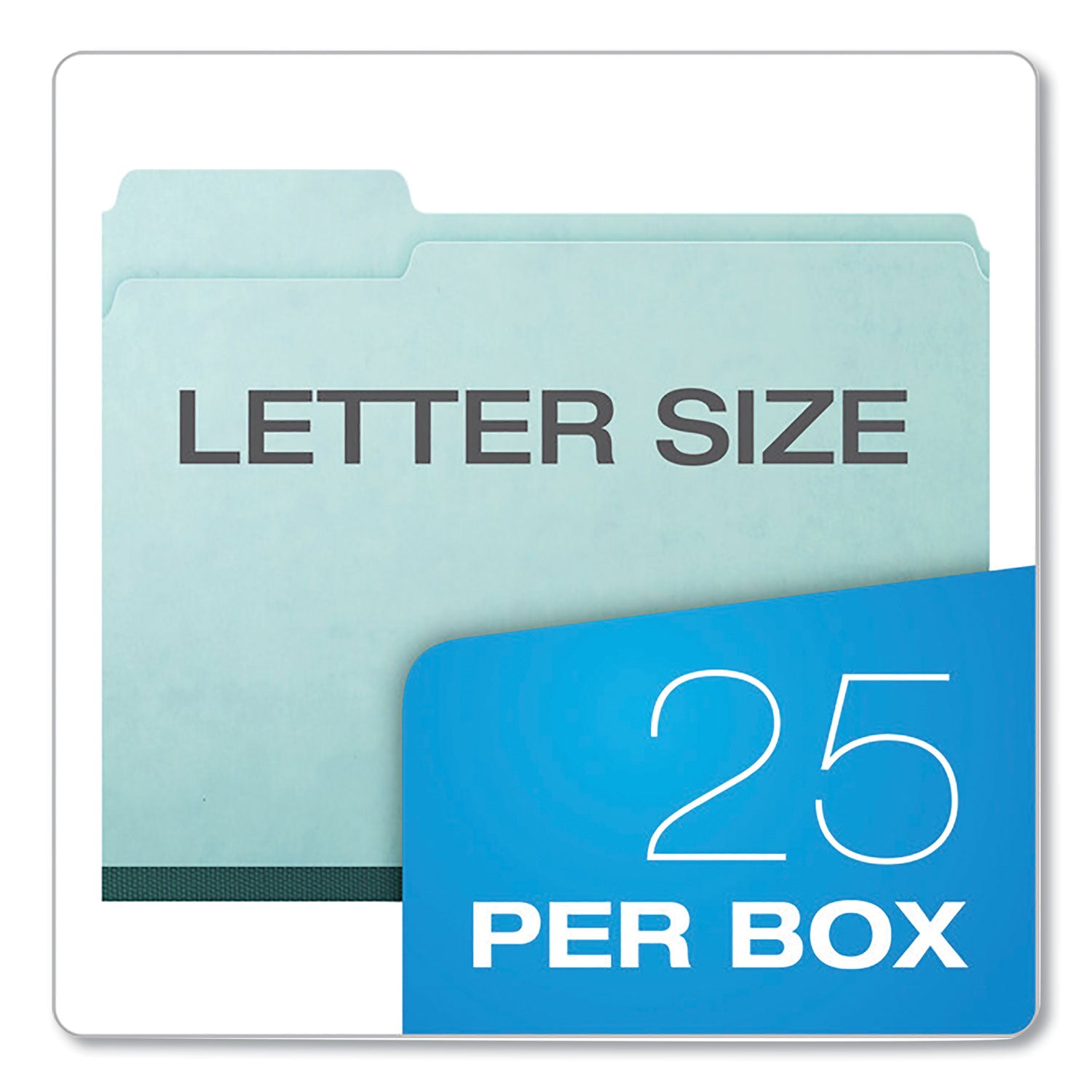 Pendaflex 1/3 Tab Cut Letter Recycled Top Tab File Folder - 8 1/2" x 11" - 1" Expansion - Top Tab Location - Assorted Tab Position - 25 pt. - Pressboard, Tyvek - Blue - Reinforced Gusset, Heavy Duty - 60% Recycled - 25 / Box
