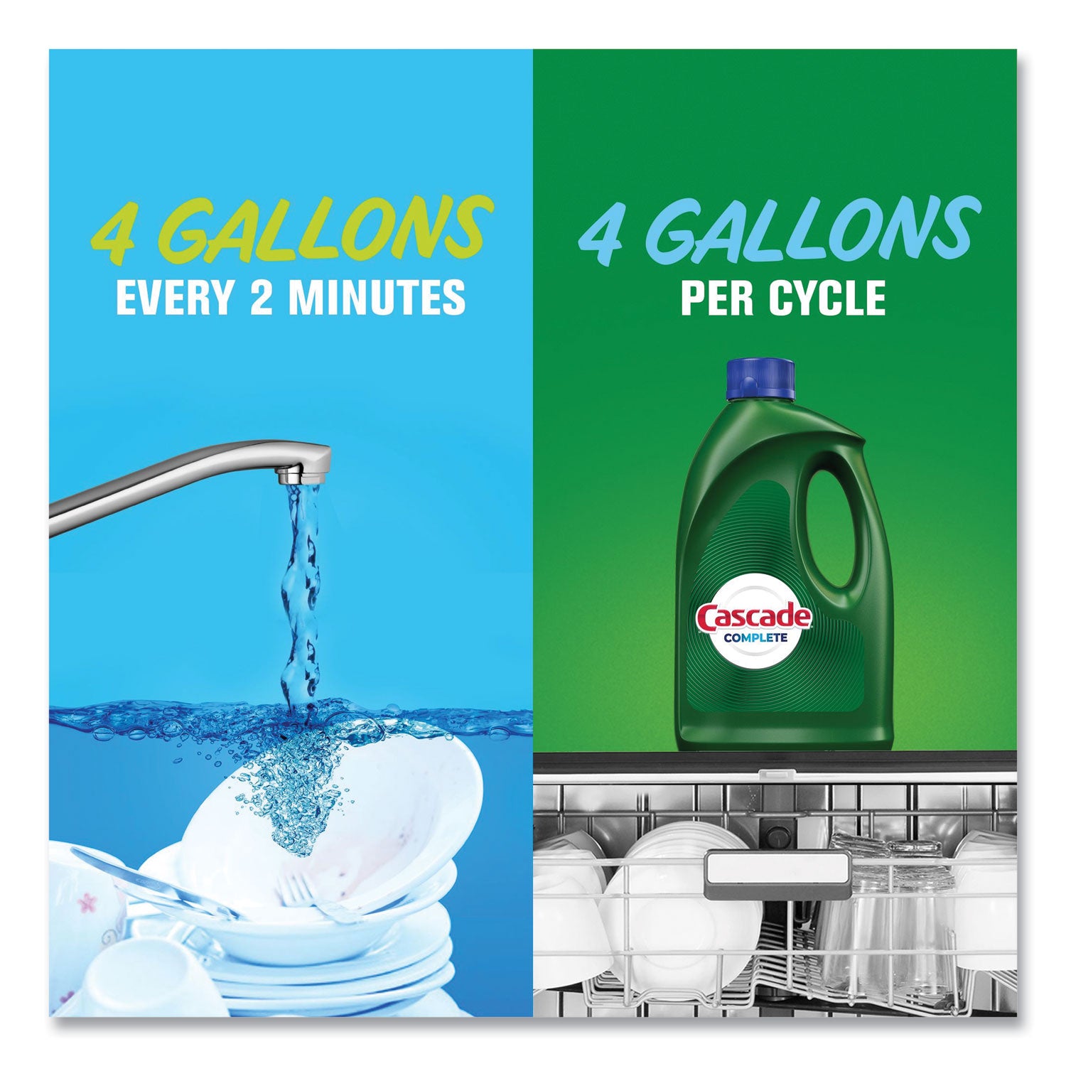 Cascade Complete Gel Dishwasher Detergent, Fresh Scent, 120 fl oz, Green Bottle, 1 Each
