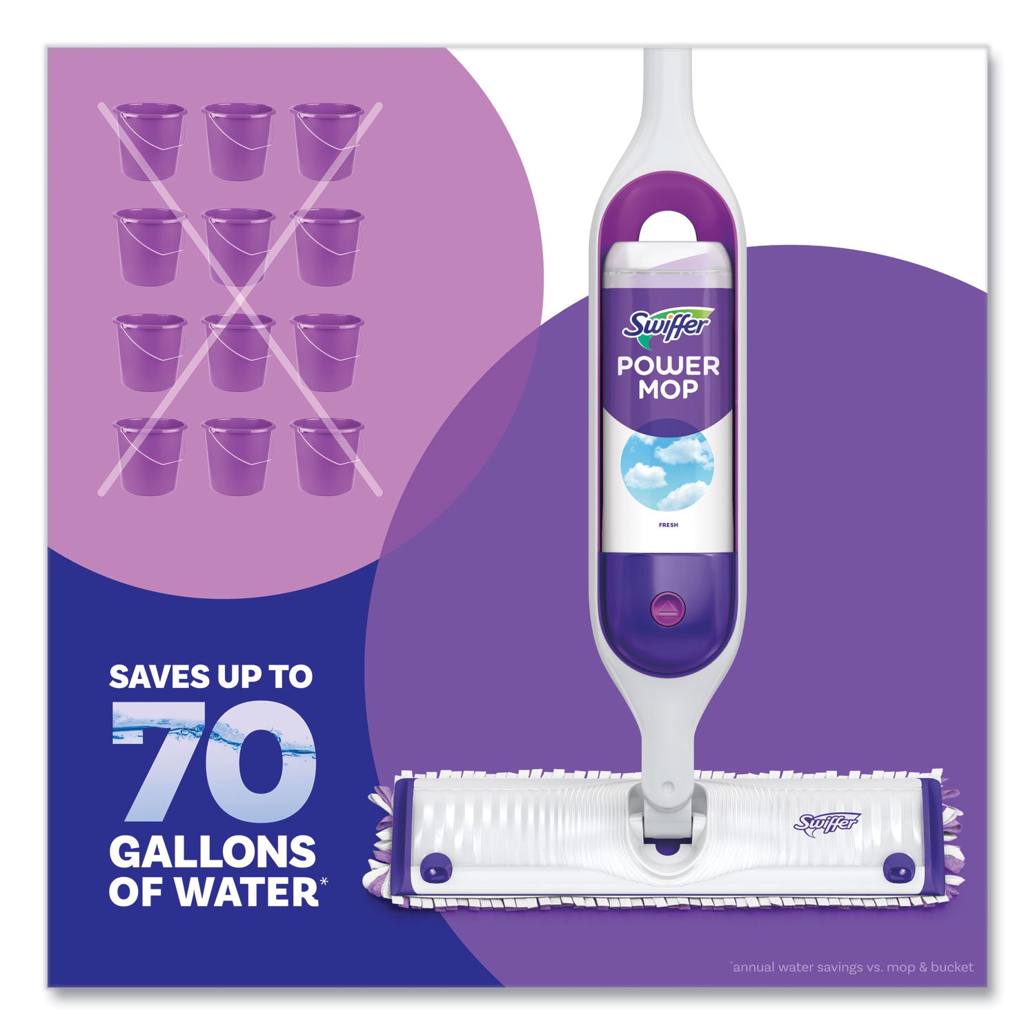Swiffer PowerMop Multisurface Kit, Flexible Head, Purple, Includes 1 PowerMop and 2 Mopping Pad Refills, 1 Kit