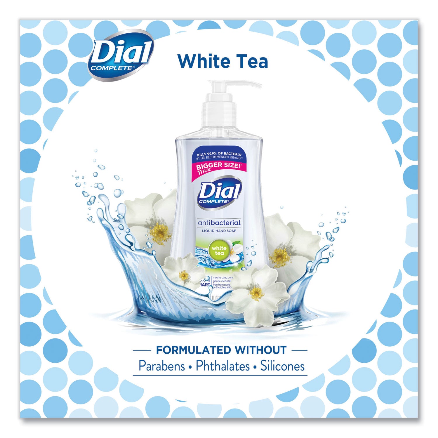 Dial White Tea Antibacterial Hand Soap, White Tea Scent, 11 fl oz Pump, Moisturizing, Clear, 1 Each