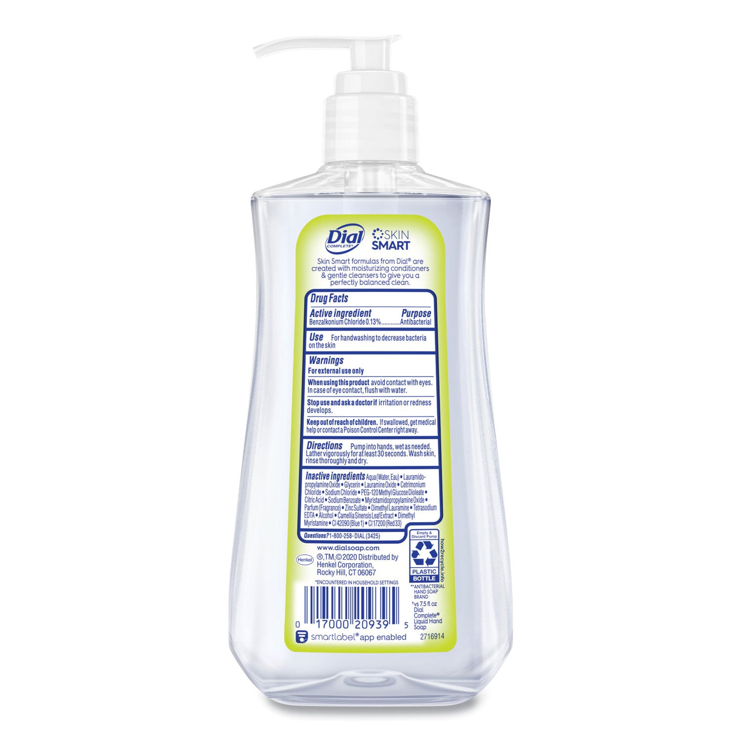 Dial White Tea Antibacterial Hand Soap, White Tea Scent, 11 fl oz Pump, Moisturizing, Clear, 1 Each