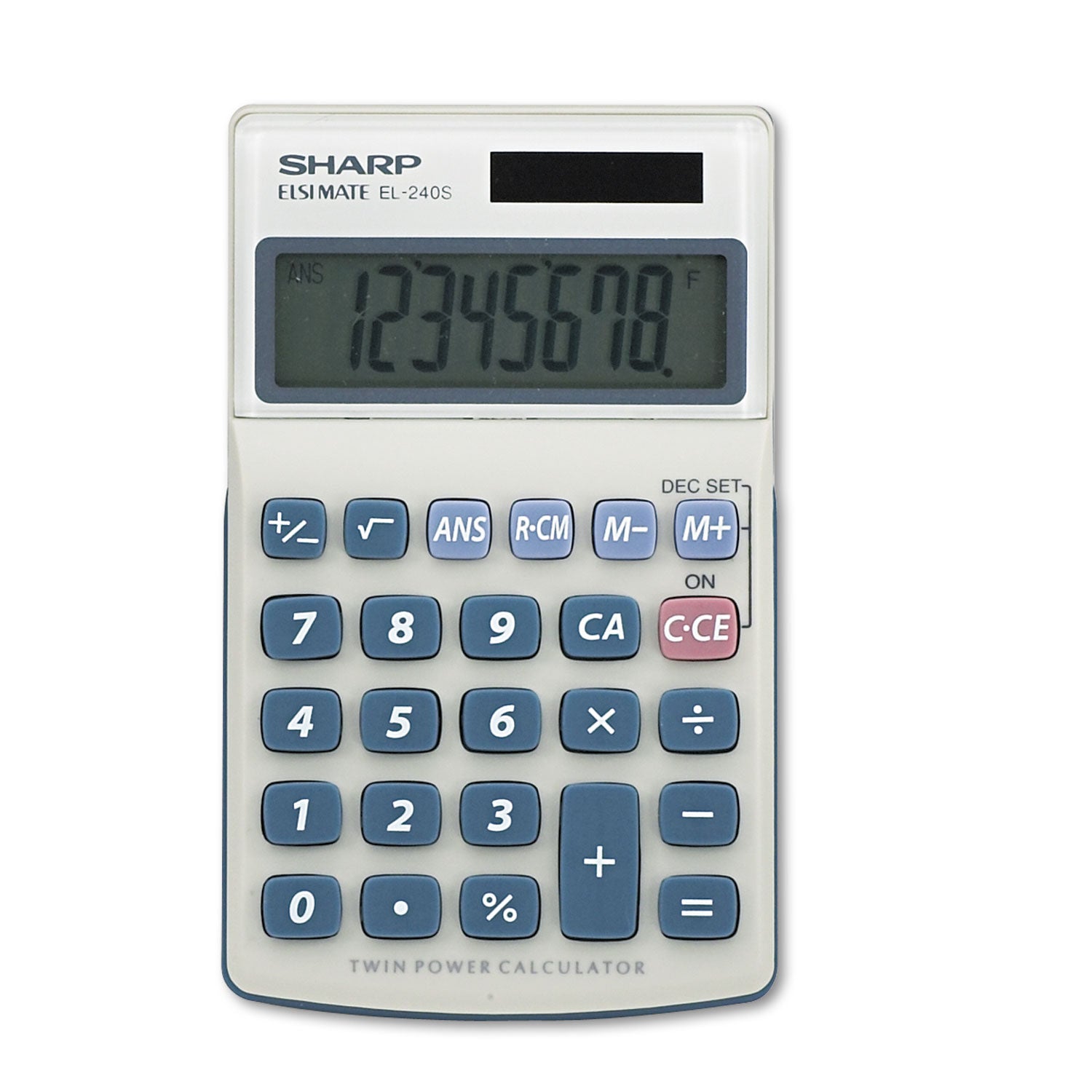 3-Key Memory, Sign Change, Auto Power Off - 8 Digits - LCD - Battery/Solar Powered - 1 x LR1130 - 0.7" Height x 2.8" Width x 4.6" Depth - Gray, Blue - 1 Each