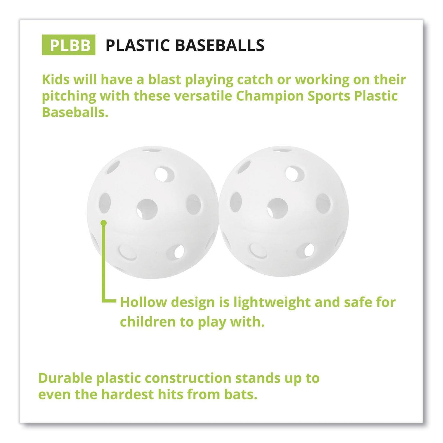 Plastic Baseballs, 9" Diameter, White, 12/set