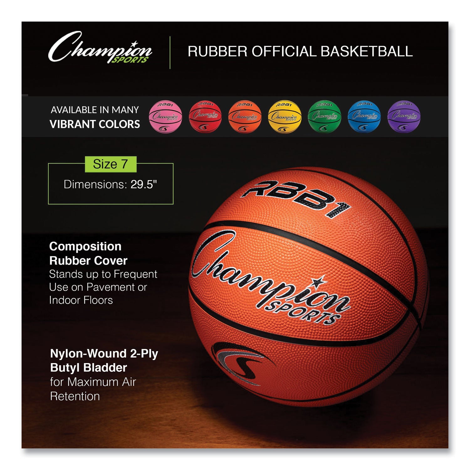 Rubber Sports Ball, For Basketball, No. 7 Size, Official Size, Orange