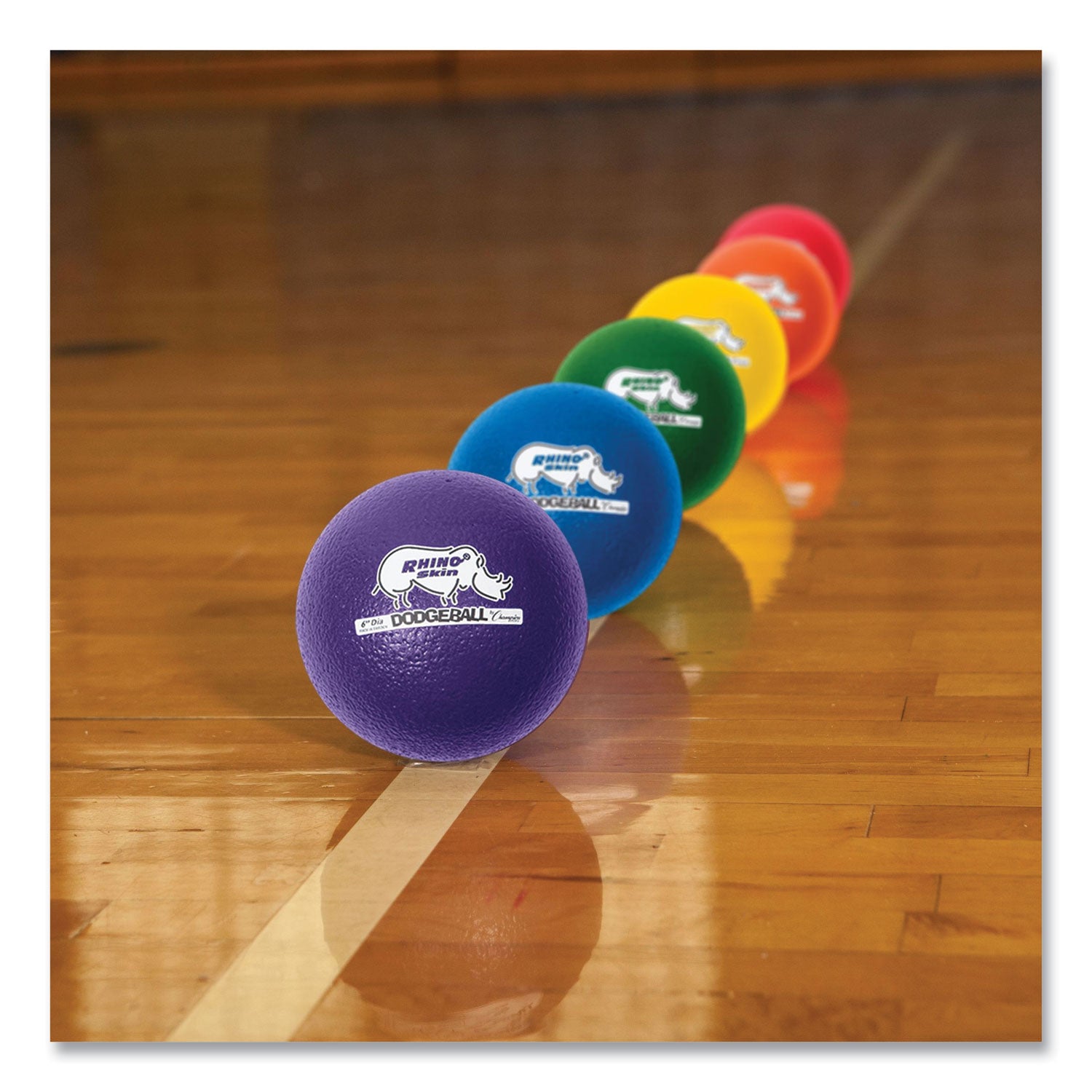 Rhino Skin Dodge Ball Set, 6" Diameter, Assorted Colors, 6/set