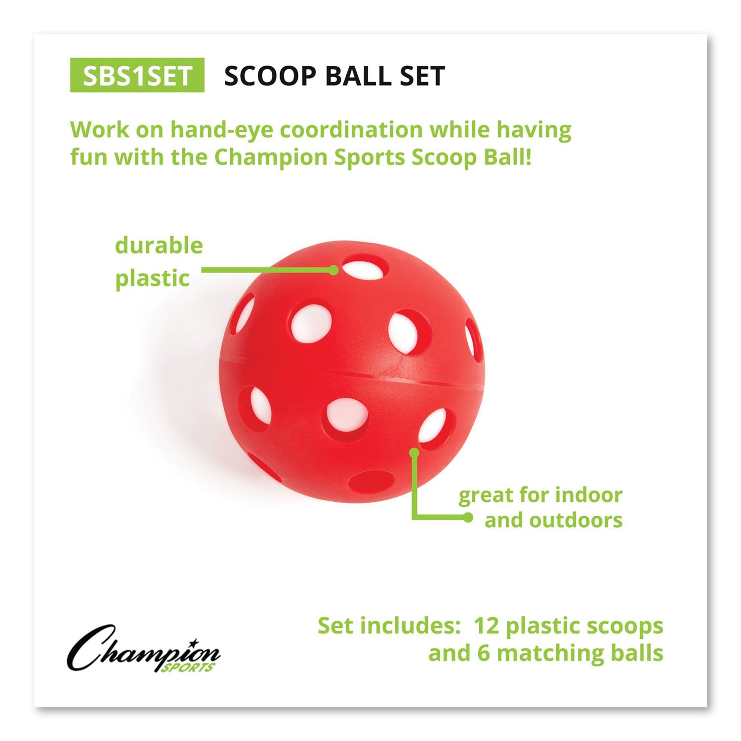Scoop Ball Set, Plastic, Assorted Colors, 2 Scoops,1 Ball/set, 6/set