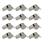 Sports Whistle, Medium Weight, Metal, Silver, Dozen