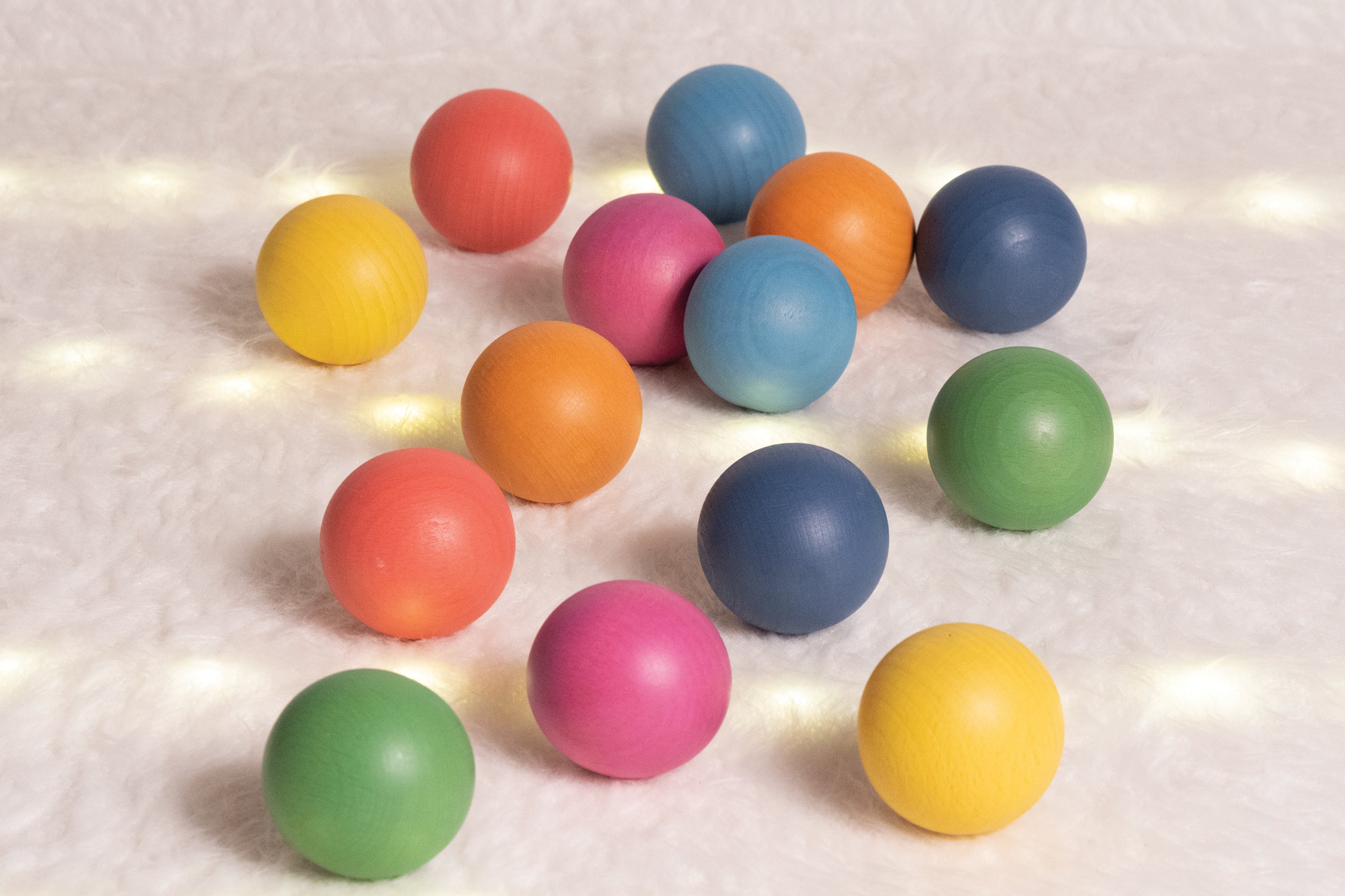 Rainbow Wooden Balls - Set of 14