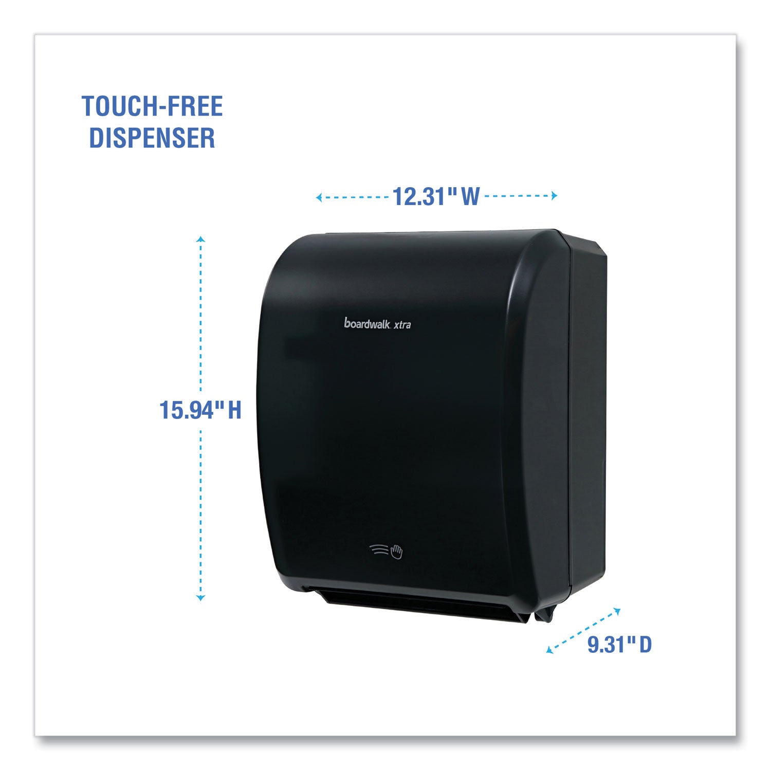 Xtra Electronic Hand Towel Dispenser, 12.31 X 9.31 X 15.94, Black