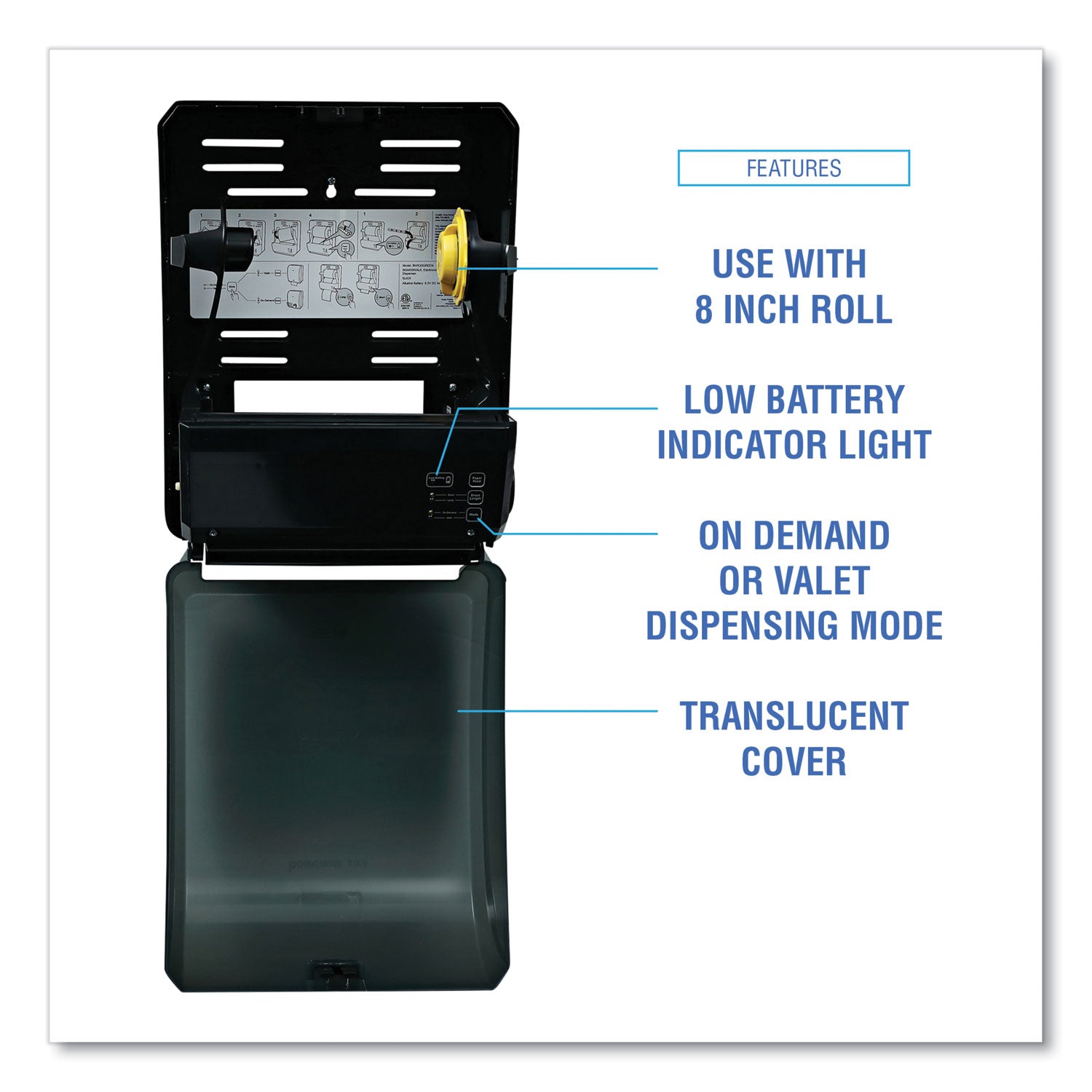 Xtra Electronic Hand Towel Dispenser, 12.31 X 9.31 X 15.94, Black