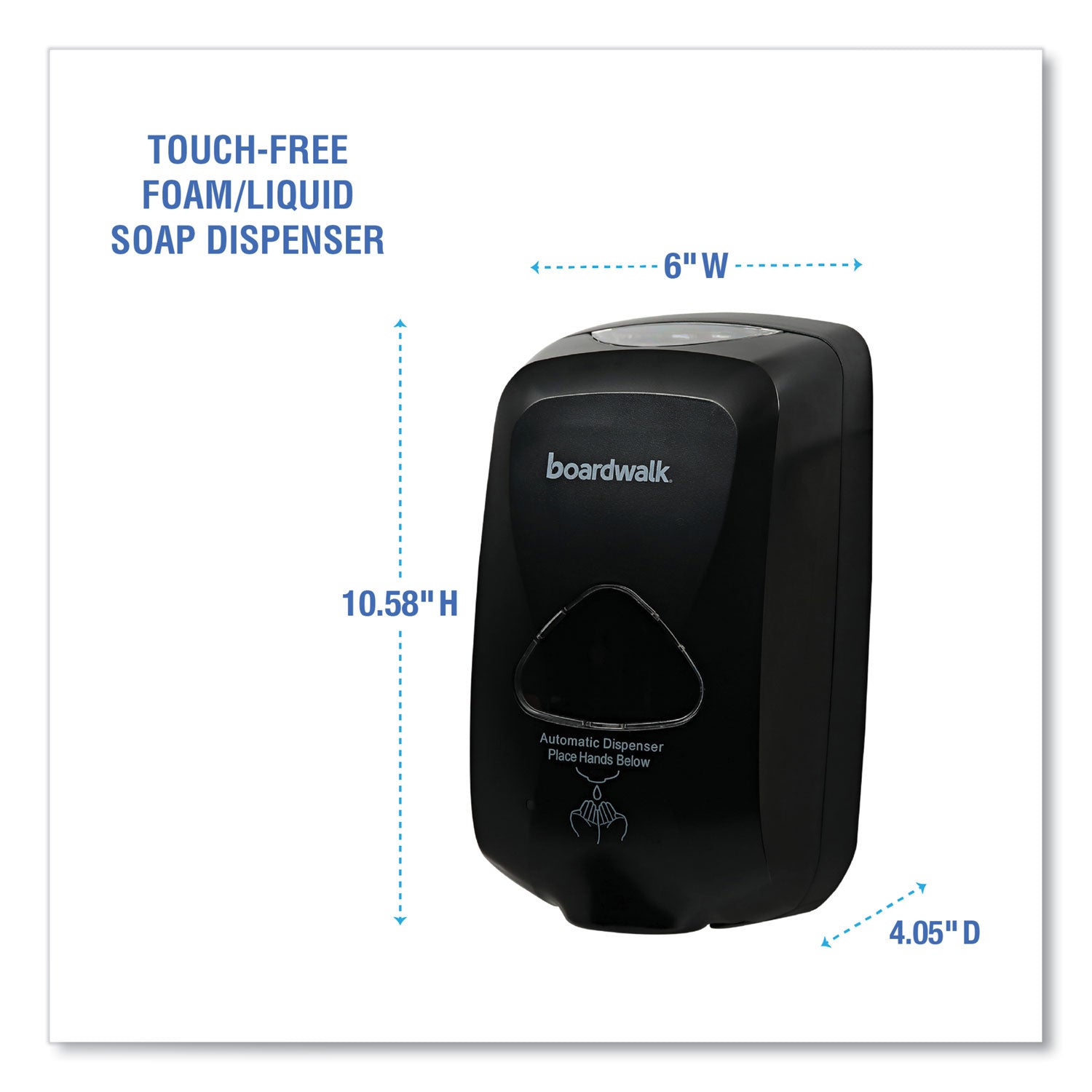 Touch-Free Foam Soap Dispenser, 1,200 mL, 6 x 4.05 x 10.58, Black