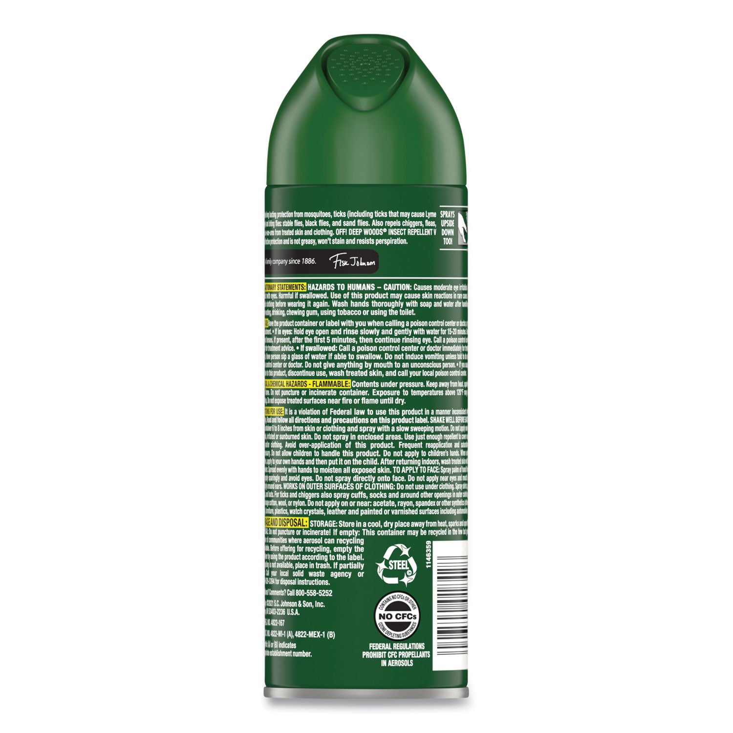 Spray - Kills Bugs, Mosquitoes, Ticks, Black Flies, Sand Flies, Chiggers, Fleas, Gnats - 6 fl oz - Green - 12 / Carton