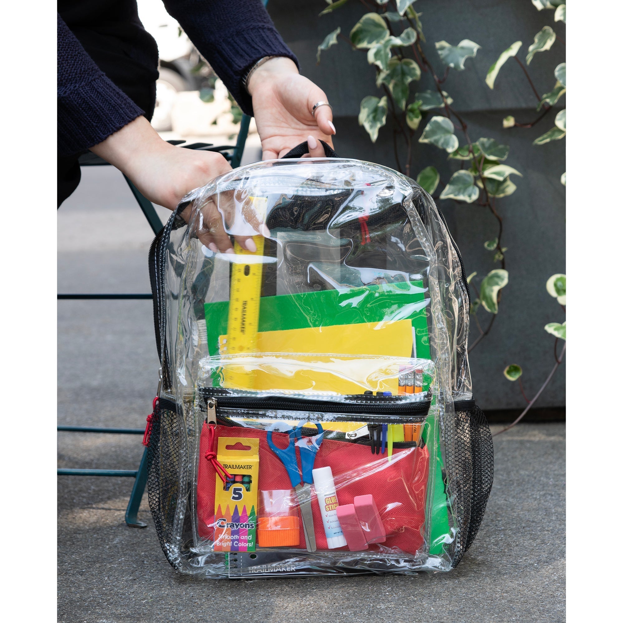 Classic 17 Inch Clear Backpack - Black - 24 in the Pack